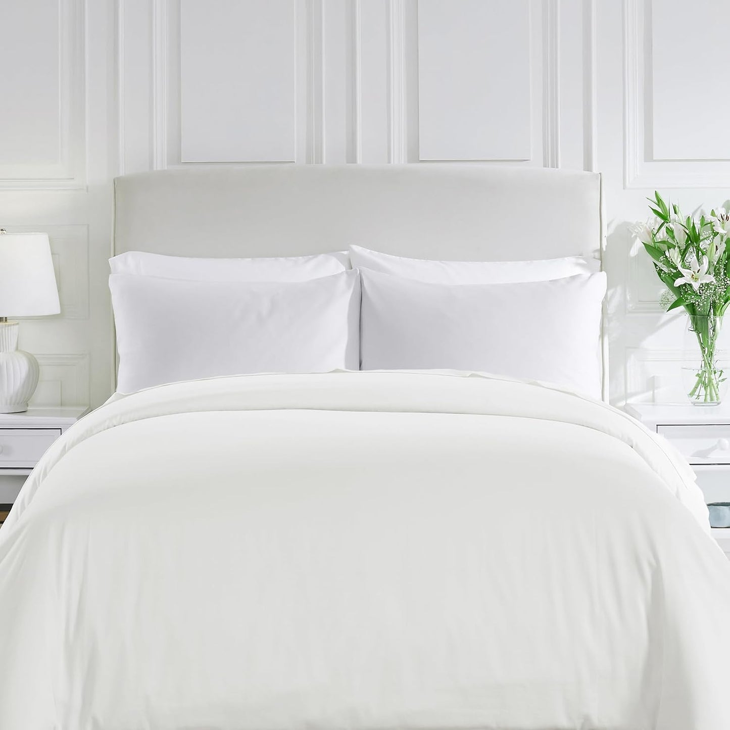 California Design Den Duvet Cover King Size Only - Winner Good Housekeeping Best Bedding Awards 2025, Premium 400 Thread Count Sateen, 100% Cotton Duvet Covers, Button Closure & Corner Ties - White
