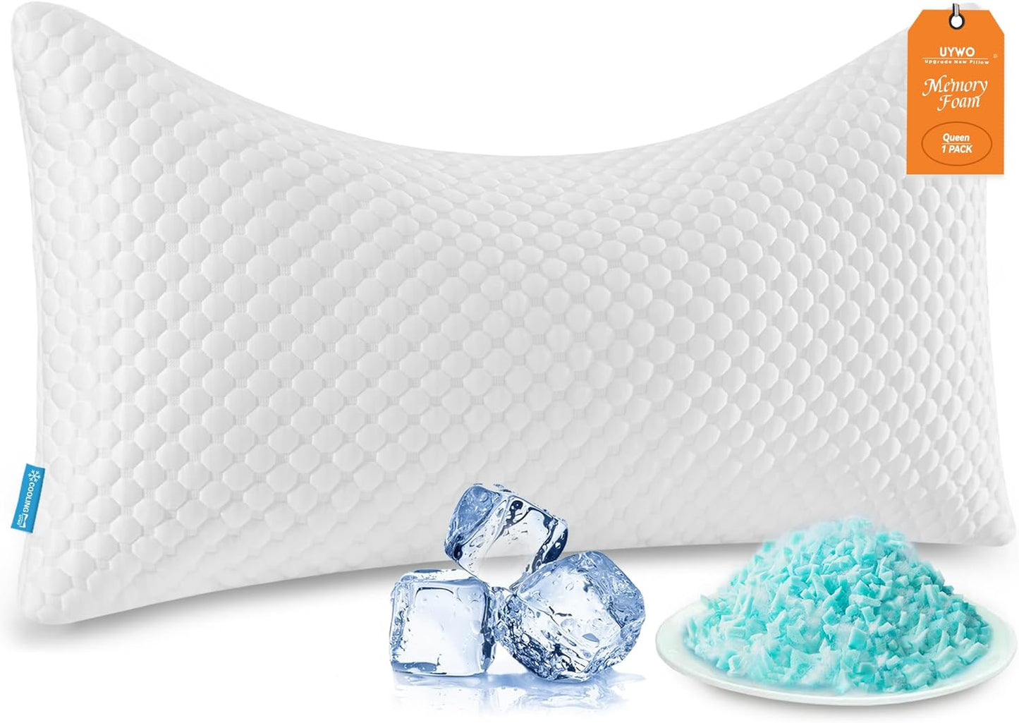 Cooling Memory Foam Pillows Firm and Soft, Queen Size Set of 2, Original Adjustable Pillows for Side, Back or Stomach Sleepers