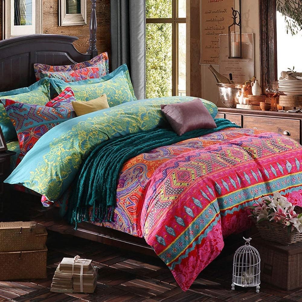 Jane yre Duvet Cover Queen Floral, Brushed Microfiber 3 Pieces Bedding Set, Garden Style Vintage Floral Queen Duvet Cover Flower, with Zipper Closure, Luxury Soft Breathable Comfy