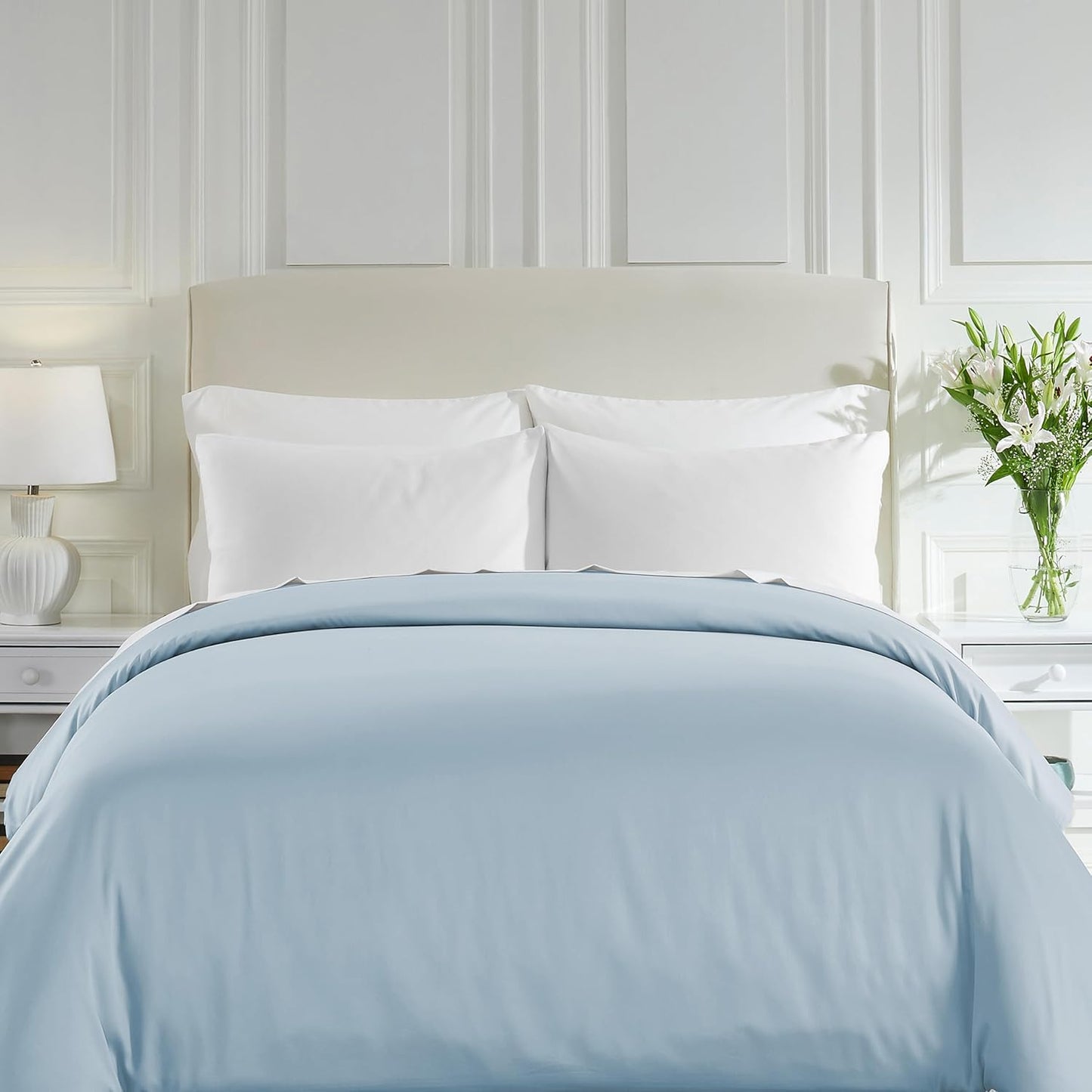 California Design Den Duvet Cover King Size Only - Winner Good Housekeeping Best Bedding Awards 2025, Premium 400 Thread Count Sateen, 100% Cotton Duvet Covers, Button Closure & Corner Ties - White