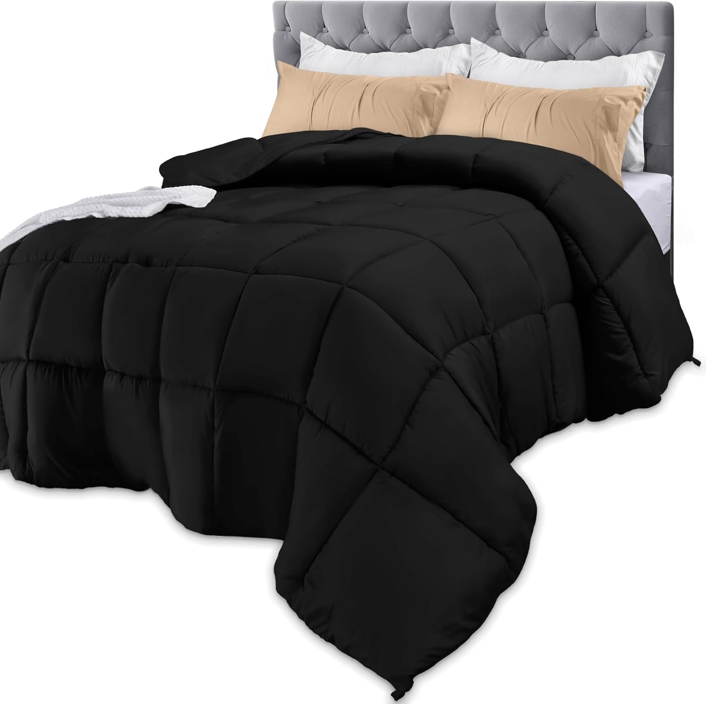Utopia Bedding Comforters King Size, All Season Duvet Insert, Down Alternative Box Stitched Bed Comforter with Corner Tabs, Machine Washable (White)