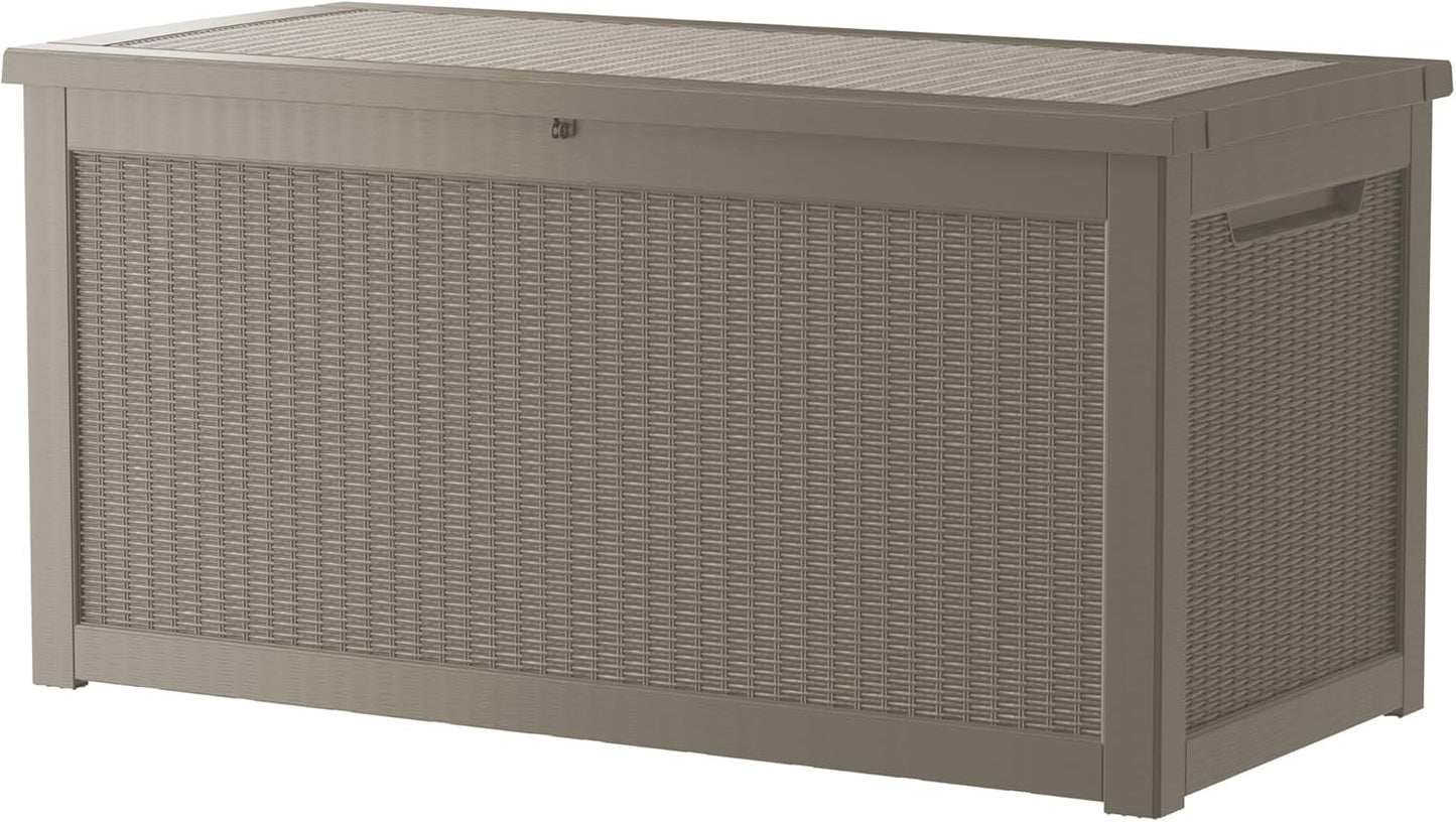 80 Gallon Outdoor Storage Box Waterproof Lockable Resin Deck Box Large, Patio Storage Bin for Pool Accessories Cushion Furniture, Garden Tools, UV-Resistant Outside Delivery Black