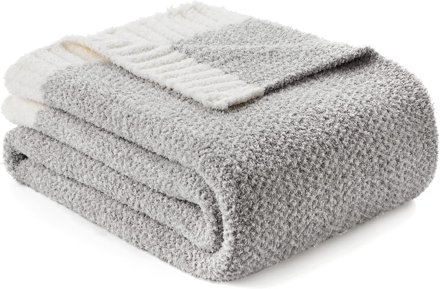 Snuggle Sac Buttery Ivory Throw Blanket for Couch, Reversible Super Soft Knitted Blankets, Warm Cozy Knit Fuzzy Plush Lightweight Throws Dupes for Sofa, Bed, Picnic, Ivory, 50 x 60 inches