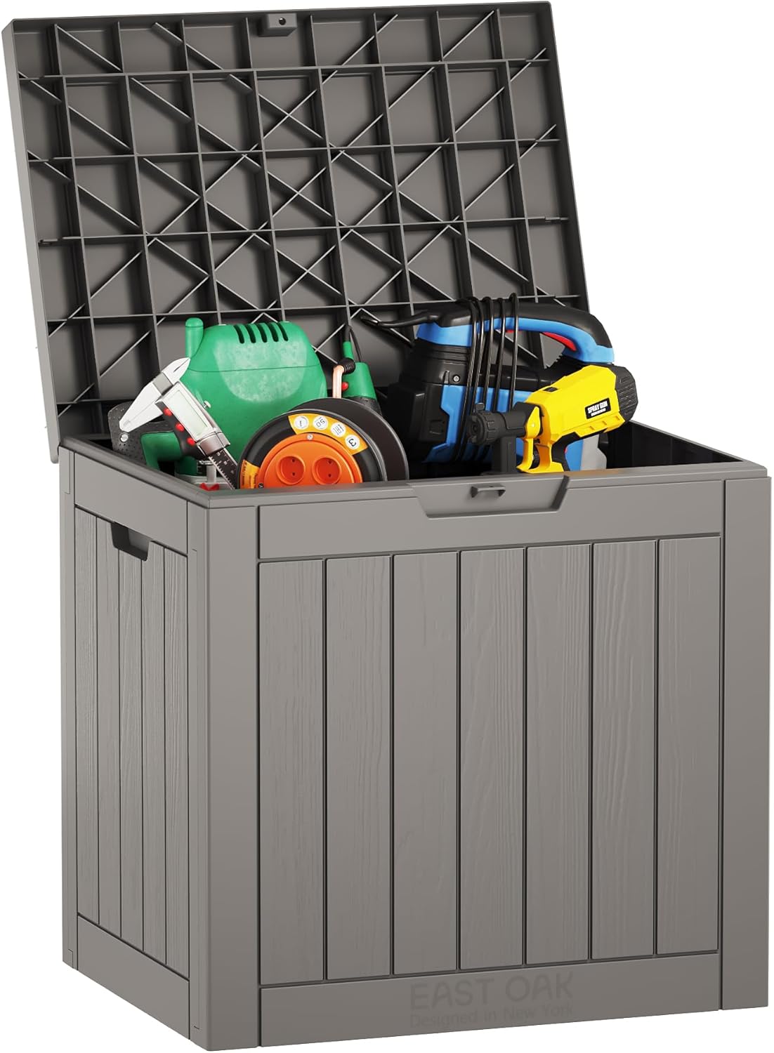 EAST OAK Outdoor Storage Box, 31 Gallon Deck Box, Waterproof Resin Storage Bin for Patio Cushions, Gardening Tools, Accessories, Lockable, UV Resistant, Black