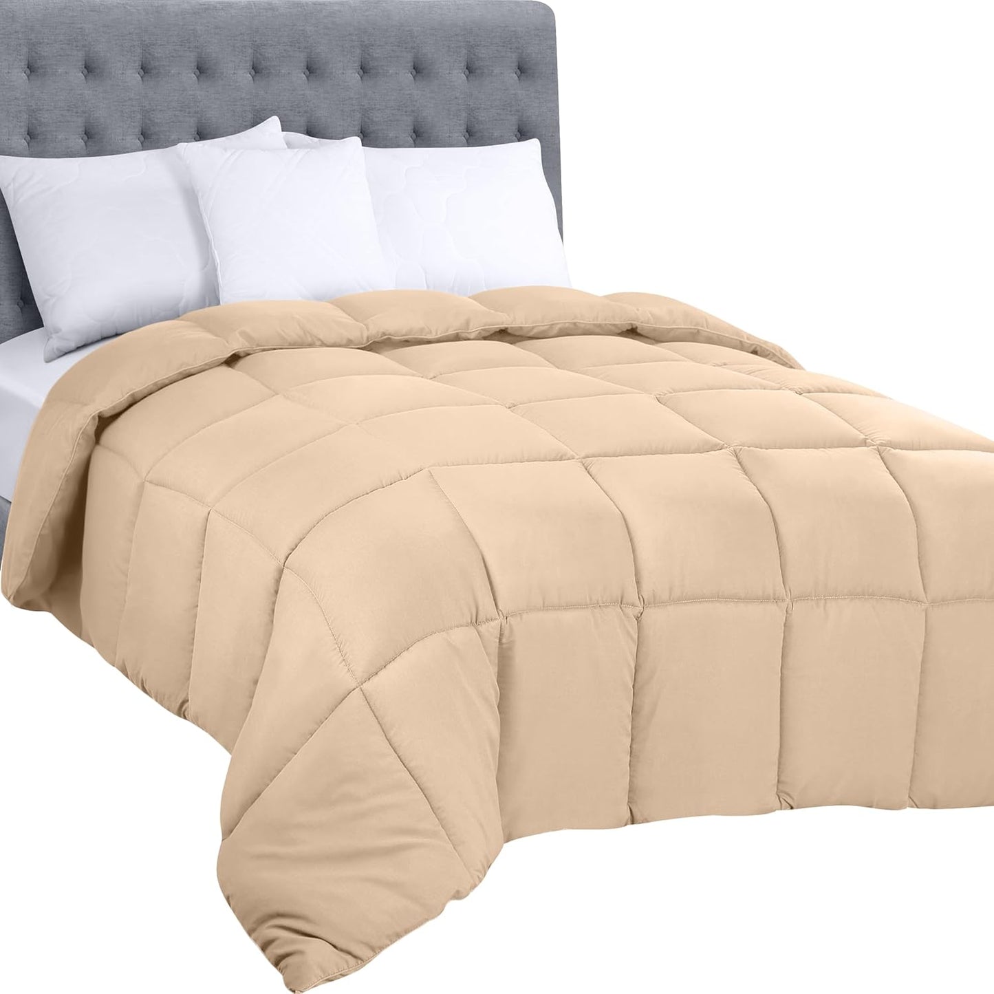 Utopia Bedding Comforters King Size, All Season Duvet Insert, Down Alternative Box Stitched Bed Comforter with Corner Tabs, Machine Washable (White)