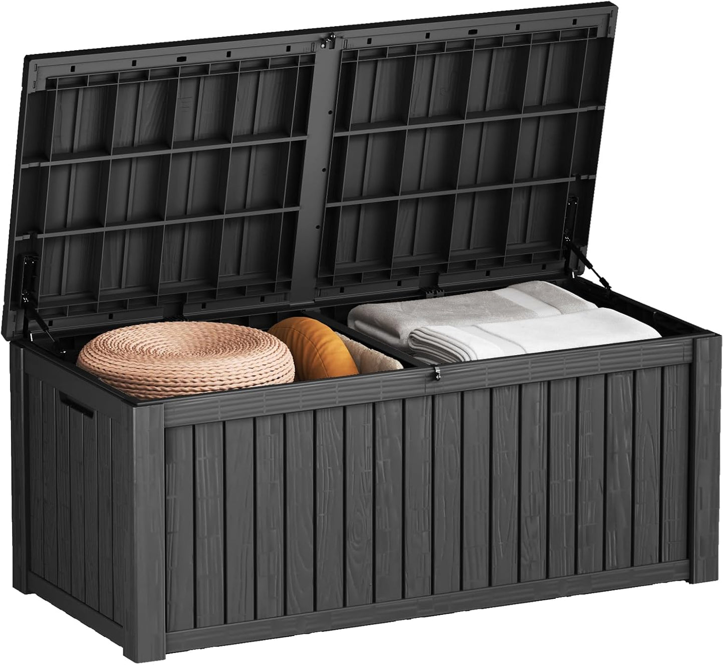 80 Gallon Outdoor Storage Box Waterproof Lockable Resin Deck Box Large, Patio Storage Bin for Pool Accessories Cushion Furniture, Garden Tools, UV-Resistant Outside Delivery Black