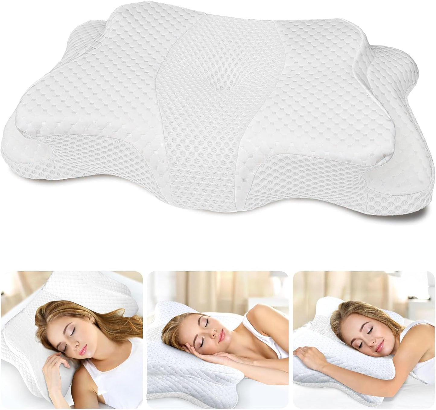 Memory Foam Pillows, Cervical Pillow for Neck and Shoulder Pain Relief, Ergonomic Contour Bed Pillow, Soft for Side Sleep Stomach Sleeping and Back Sleeper