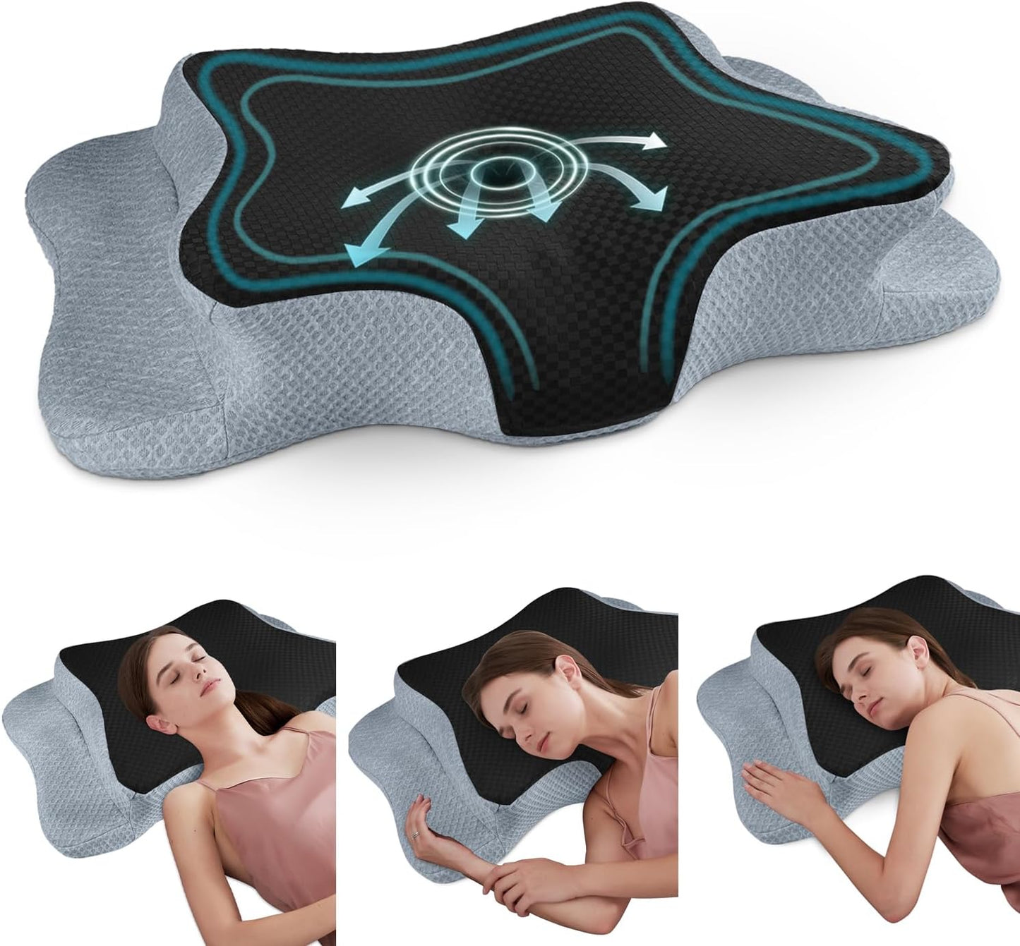 Memory Foam Pillows, Cervical Pillow for Neck and Shoulder Pain Relief, Ergonomic Contour Bed Pillow, Soft for Side Sleep Stomach Sleeping and Back Sleeper