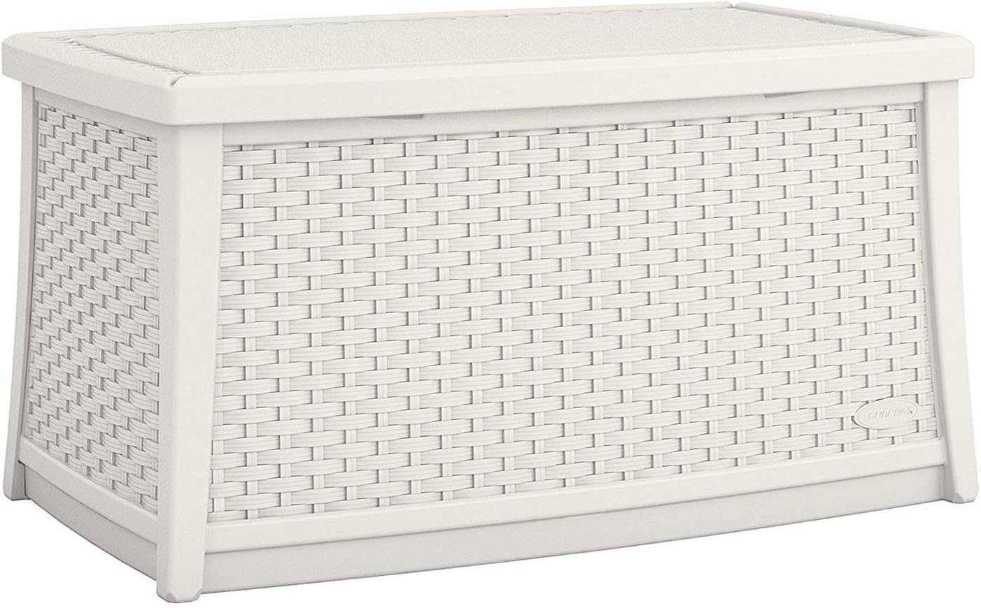 Suncast 30 Gallon Resin Outdoor Patio End Table Storage Box, Java, Made in the USA