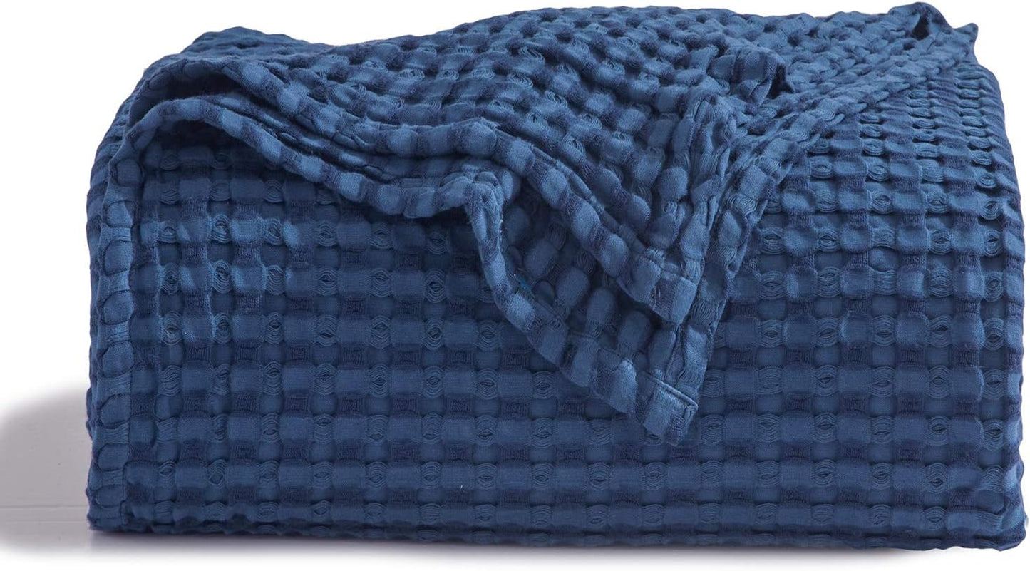 Bedsure Cooling Cotton Waffle Queen Size Blanket - Lightweight Breathable Summer Blanket of Rayon Derived from Bamboo for Hot Sleepers, Luxury Throws for Bed, Couch and Sofa, Ivory, 90x90 Inches