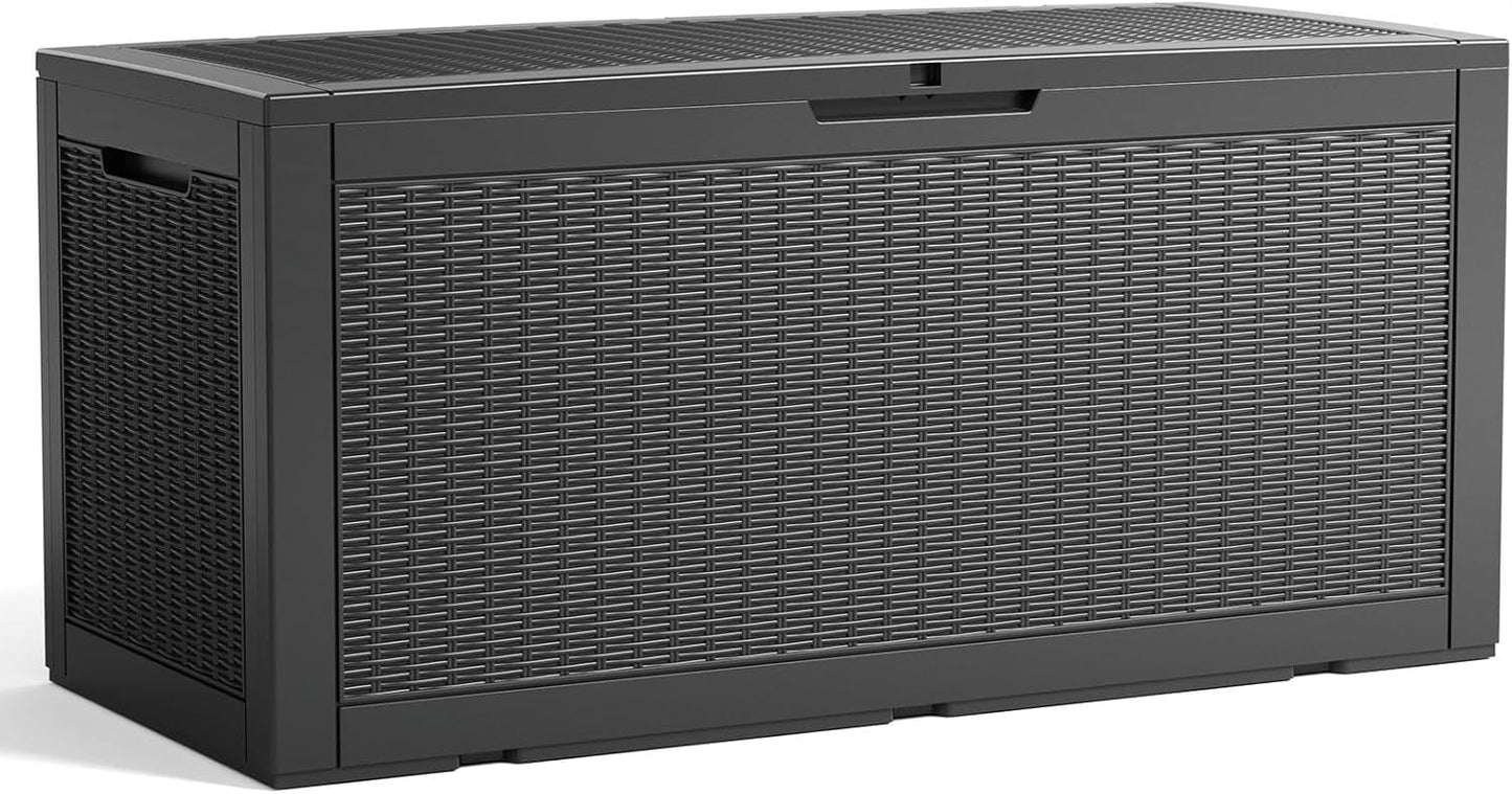 Vixzen 45 Gallon Resin Deck Box, Lockable Outdoor Storage Box for Patio Cushions Storage Furniture,Garden Tools, Pool Supplies, Weatherproof and UV Resistant