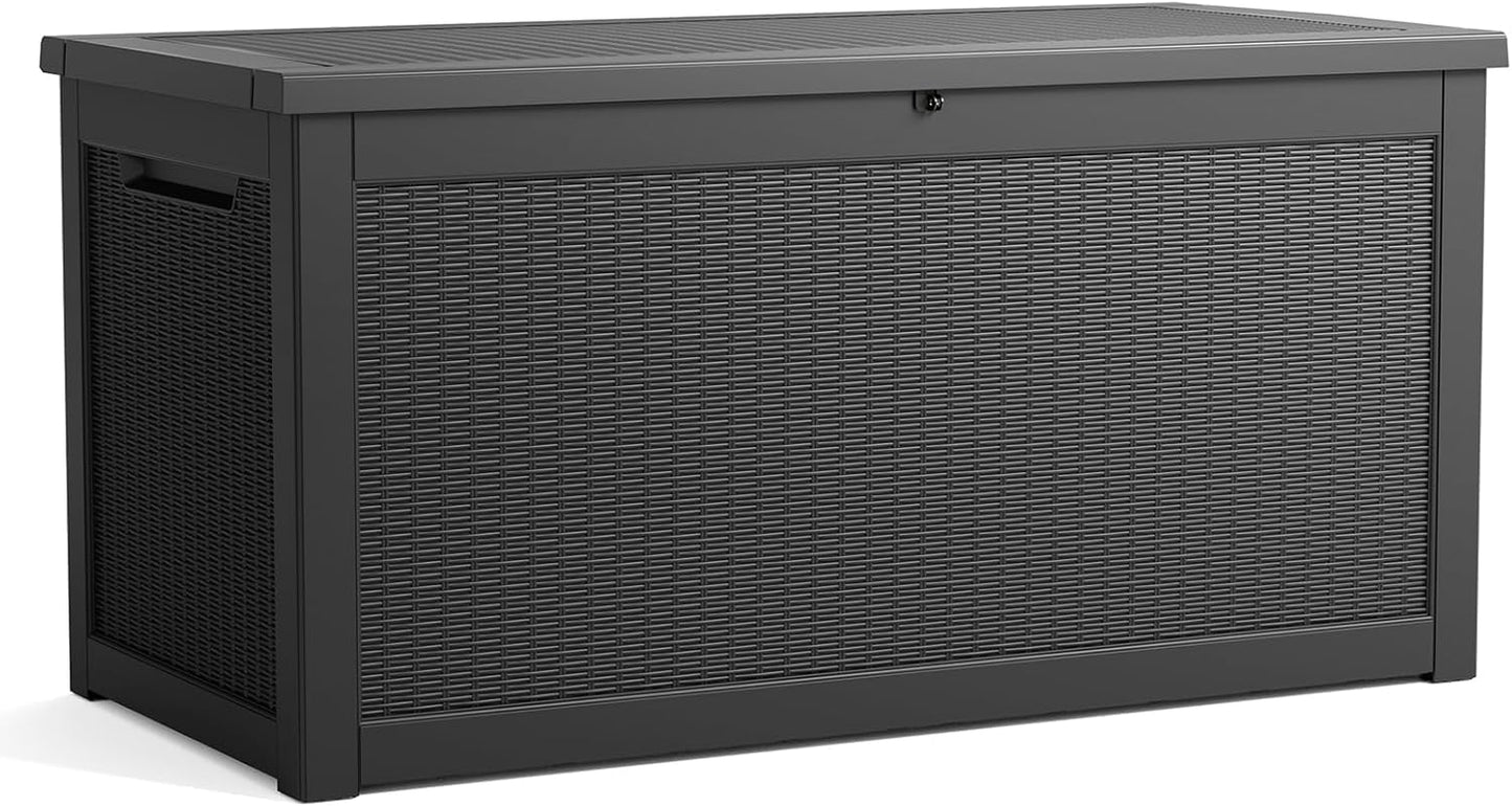 Vixzen 45 Gallon Resin Deck Box, Lockable Outdoor Storage Box for Patio Cushions Storage Furniture,Garden Tools, Pool Supplies, Weatherproof and UV Resistant