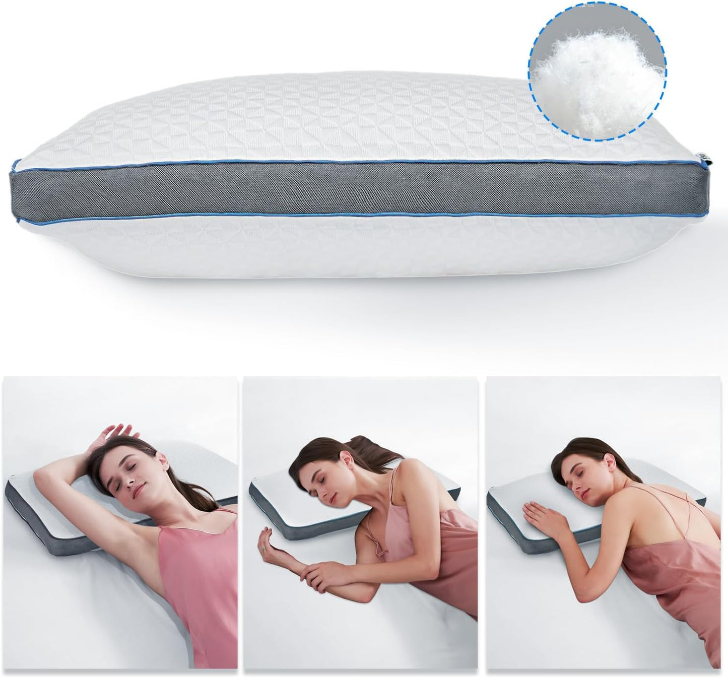 Memory Foam Pillows, Cervical Pillow for Neck and Shoulder Pain Relief, Ergonomic Contour Bed Pillow, Soft for Side Sleep Stomach Sleeping and Back Sleeper