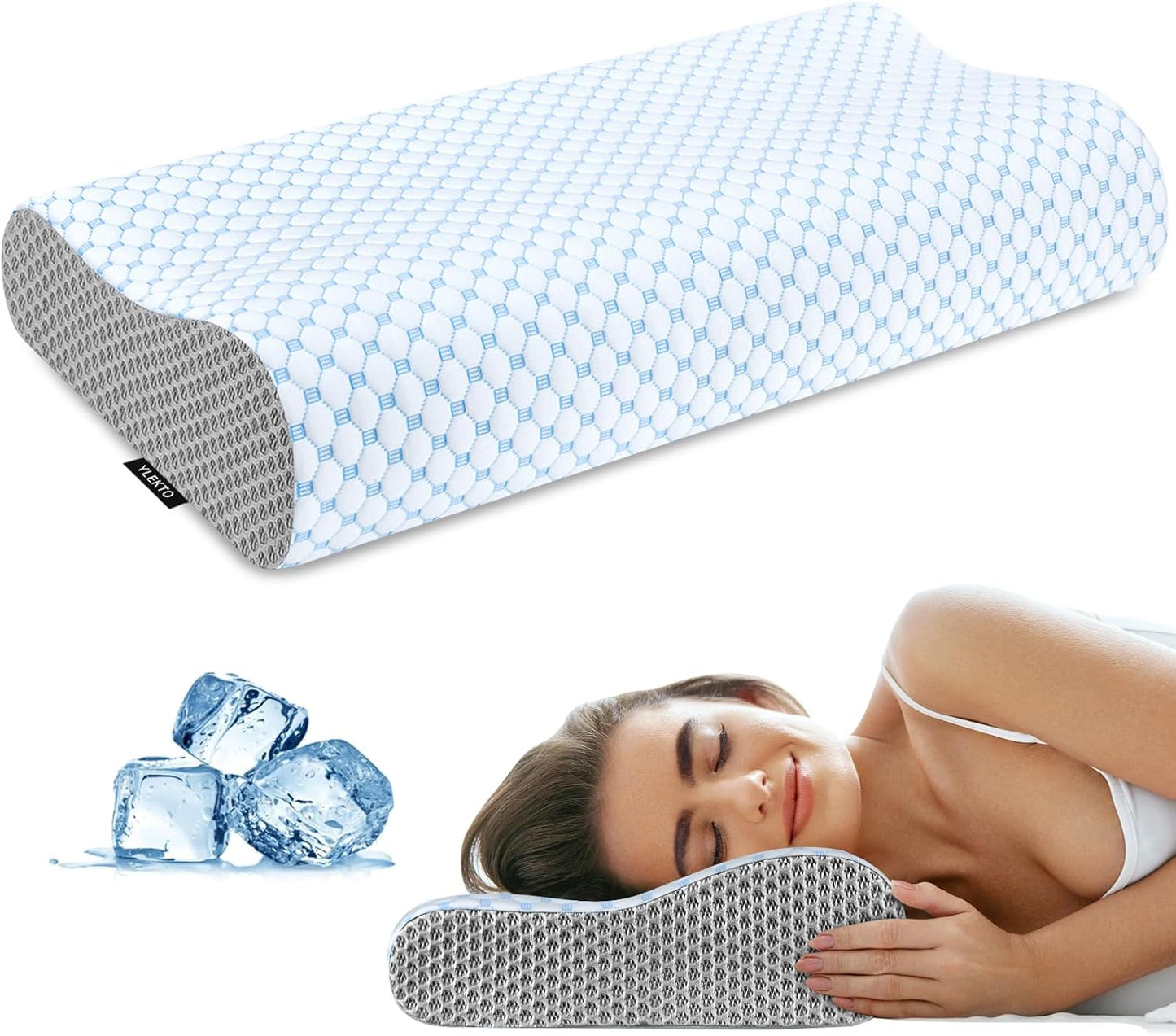 Cervical Pillow for Neck Pain Relief, Contour Memory Foam Pillows for Sleeping, Odorless Ergonomic Pillow Adjustable Orthopedic Cooling Pillow Bed Pillow Neck Support for Side Back Stomach Sleepers