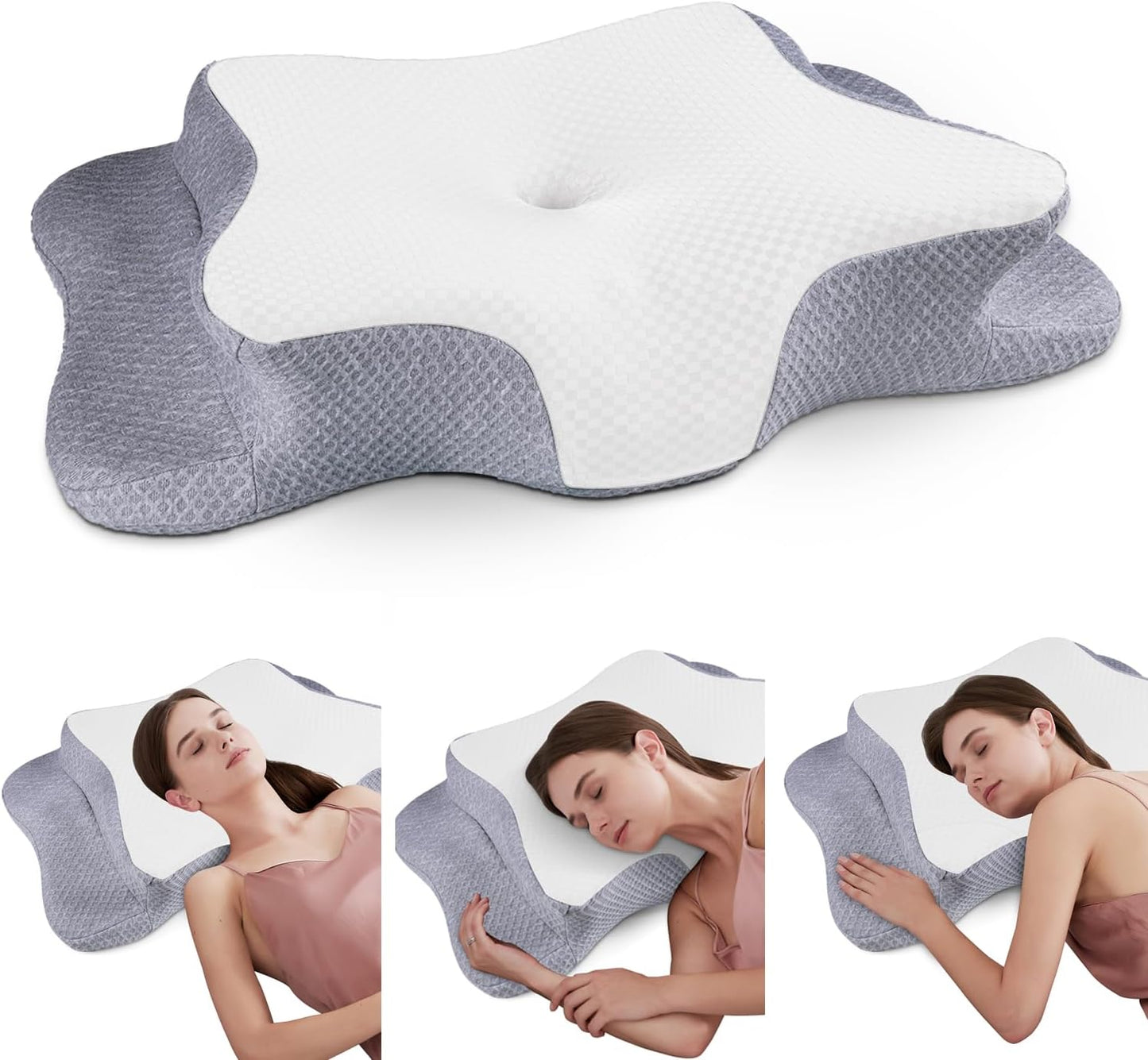 Memory Foam Pillows, Cervical Pillow for Neck and Shoulder Pain Relief, Ergonomic Contour Bed Pillow, Soft for Side Sleep Stomach Sleeping and Back Sleeper