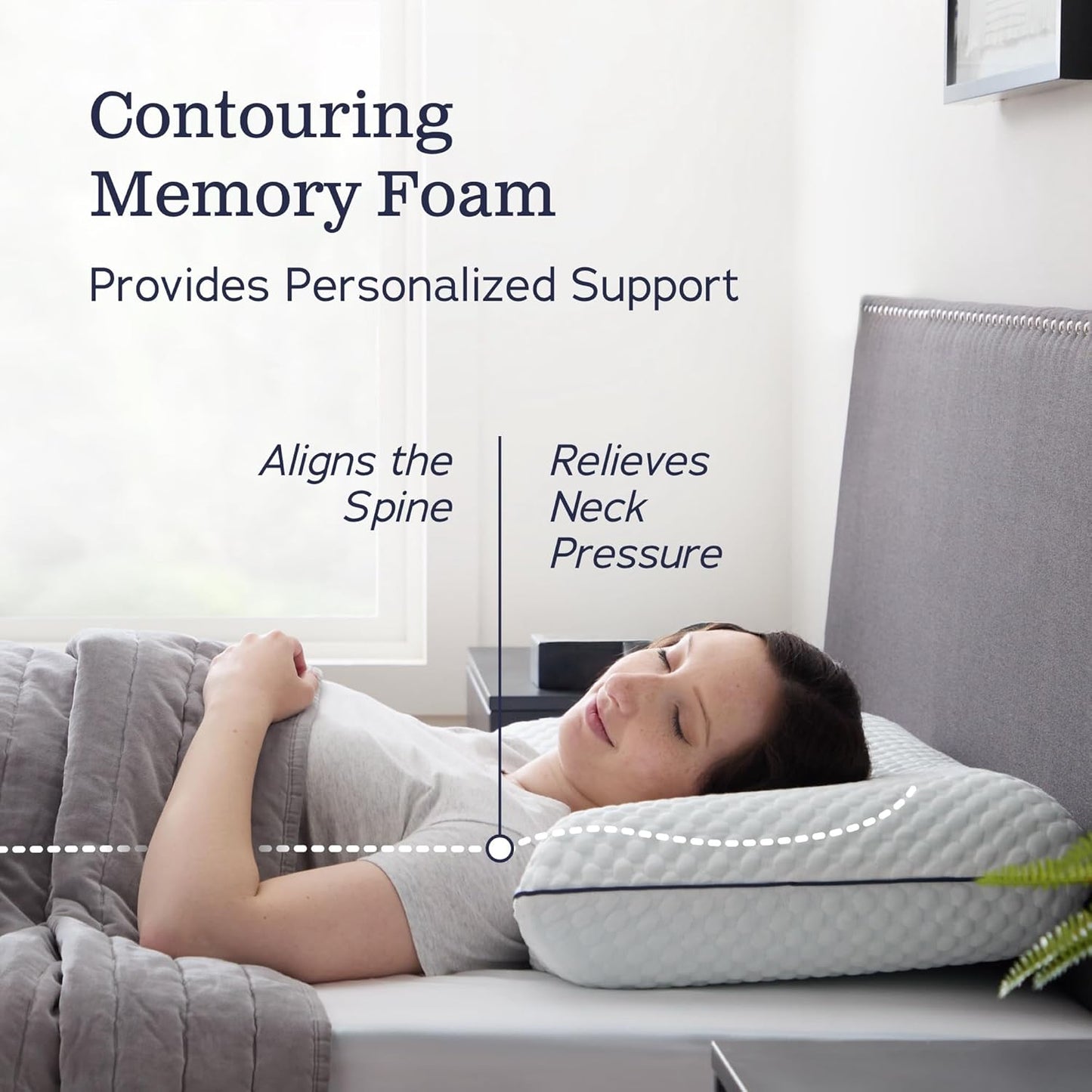 WEEKENDER Gel Queen Size-1-Pack-Medium Plush Feel-Neck and Shoulder Support-Side, Stomach, and Back Sleepers-Home, Hotel, & Hospital Essentials-CertiPur Certified Memory Foam Pillow, Blue