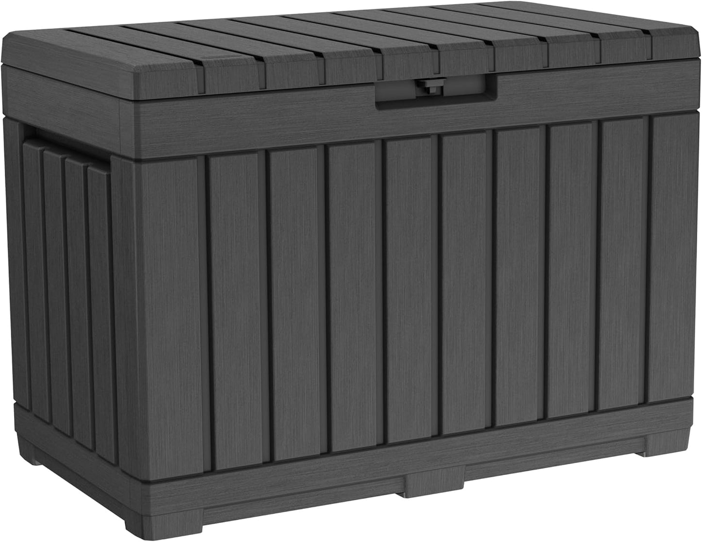 Keter Kentwood 50 Gallon Resin Deck Box-Organization and Storage for Patio Cushions, Throw Pillows and Garden Tools, Brown