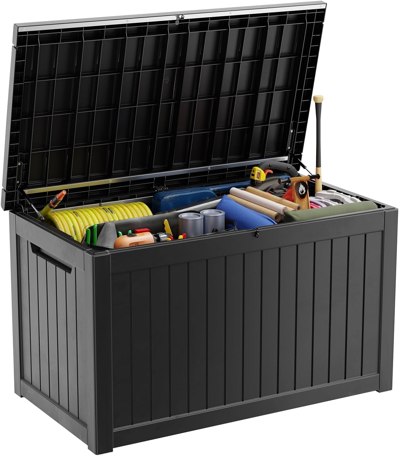 Vixzen 45 Gallon Resin Deck Box, Lockable Outdoor Storage Box for Patio Cushions Storage Furniture,Garden Tools, Pool Supplies, Weatherproof and UV Resistant
