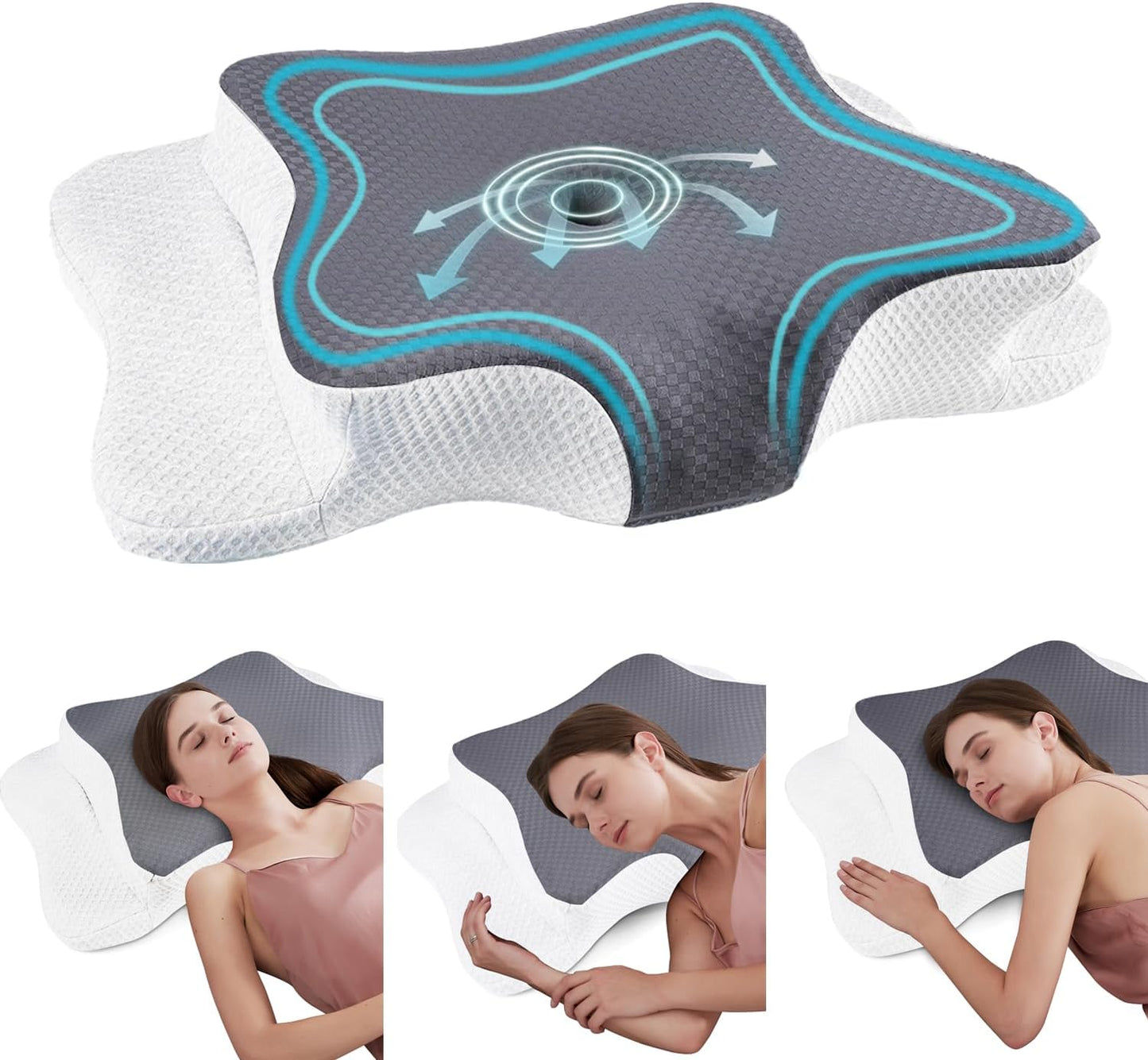 Memory Foam Pillows, Cervical Pillow for Neck and Shoulder Pain Relief, Ergonomic Contour Bed Pillow, Soft for Side Sleep Stomach Sleeping and Back Sleeper
