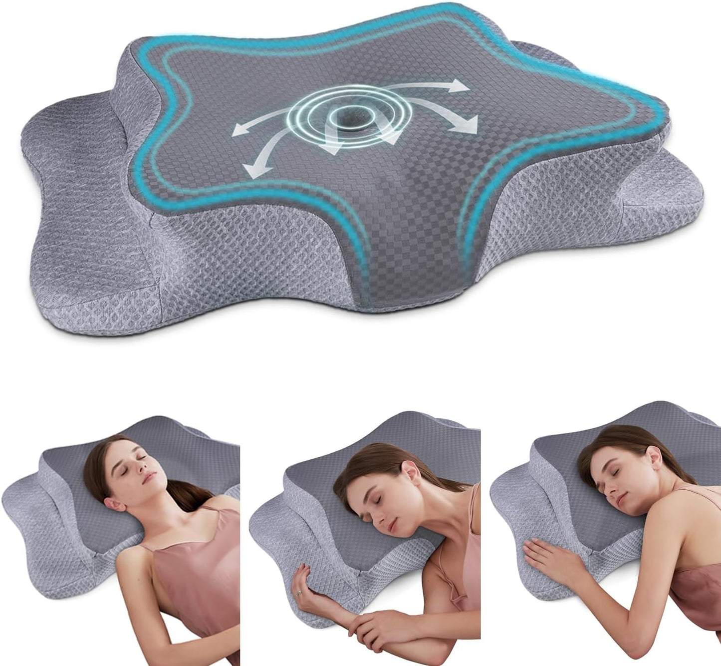 Memory Foam Pillows, Cervical Pillow for Neck and Shoulder Pain Relief, Ergonomic Contour Bed Pillow, Soft for Side Sleep Stomach Sleeping and Back Sleeper