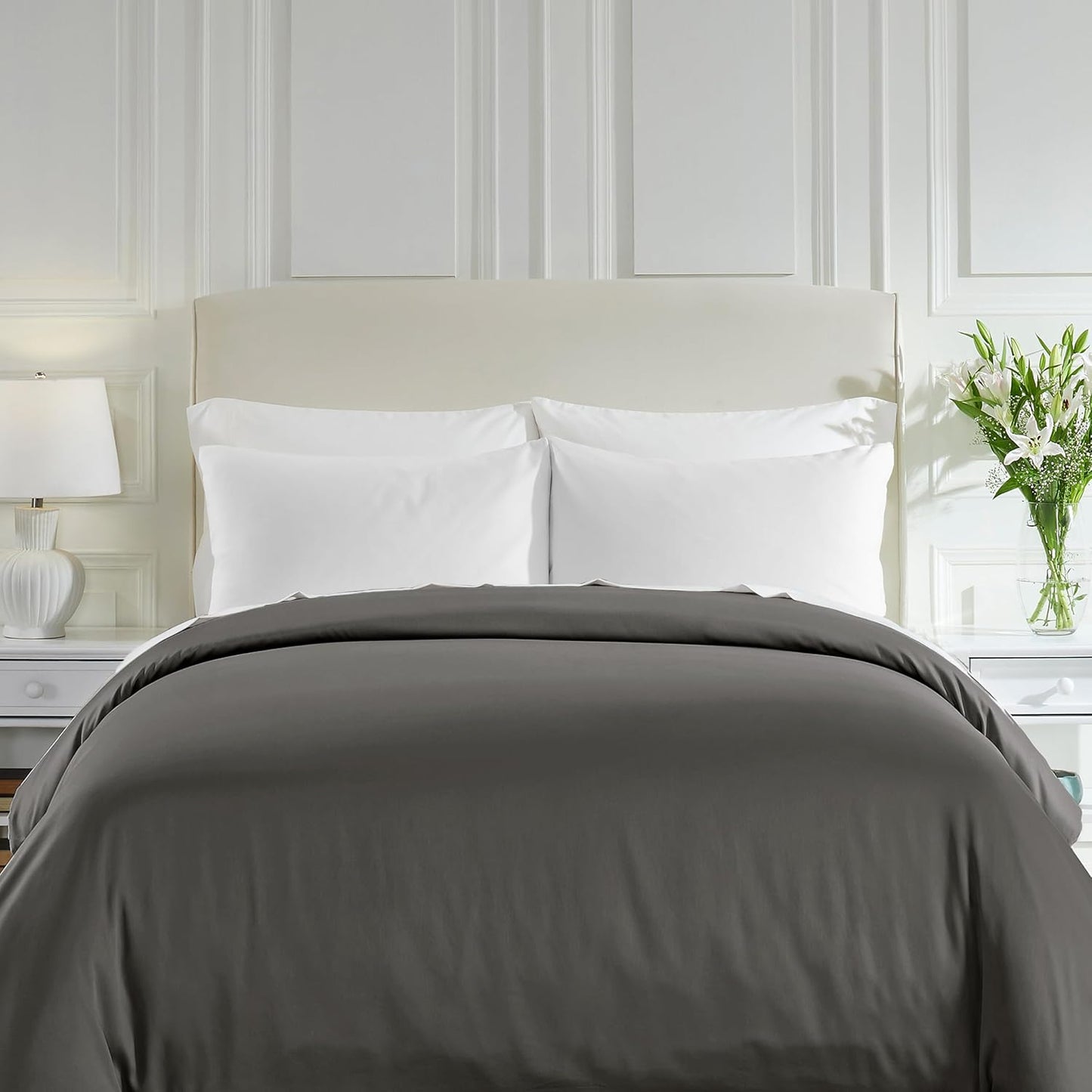 California Design Den Duvet Cover King Size Only - Winner Good Housekeeping Best Bedding Awards 2025, Premium 400 Thread Count Sateen, 100% Cotton Duvet Covers, Button Closure & Corner Ties - White