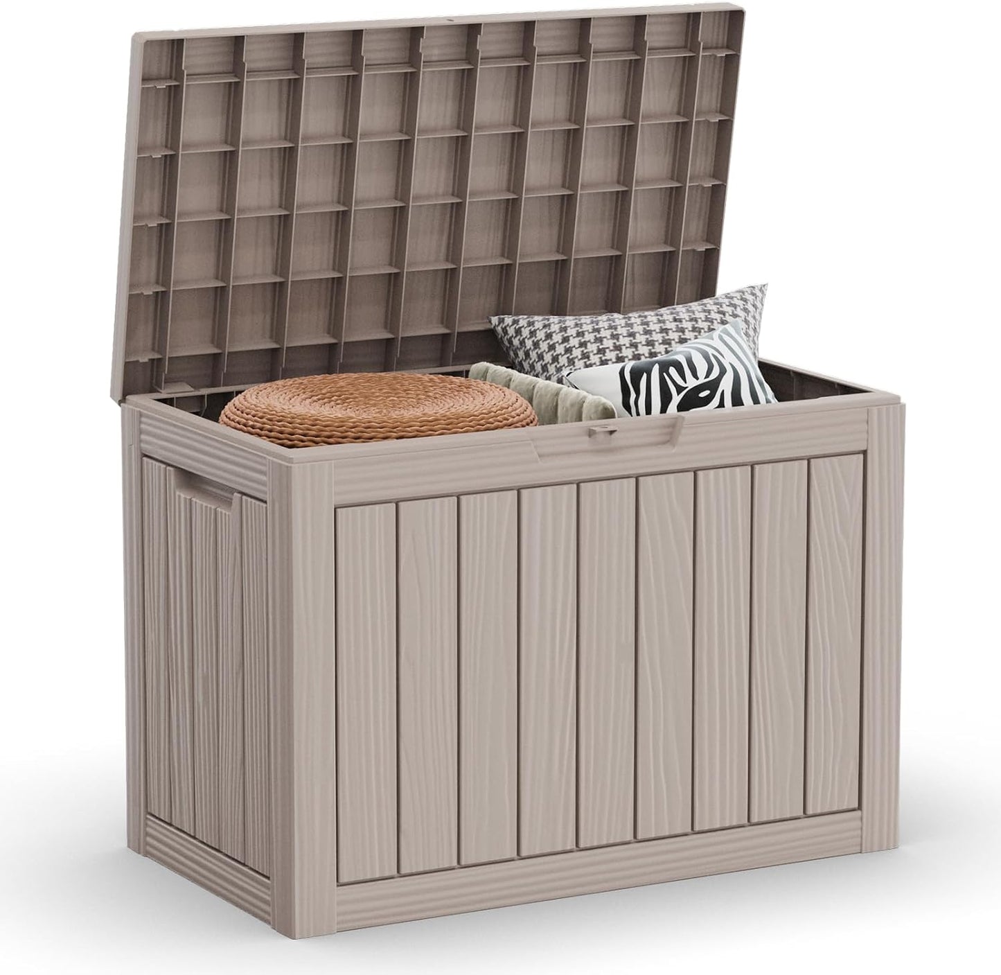 80 Gallon Outdoor Storage Box Waterproof Lockable Resin Deck Box Large, Patio Storage Bin for Pool Accessories Cushion Furniture, Garden Tools, UV-Resistant Outside Delivery Black