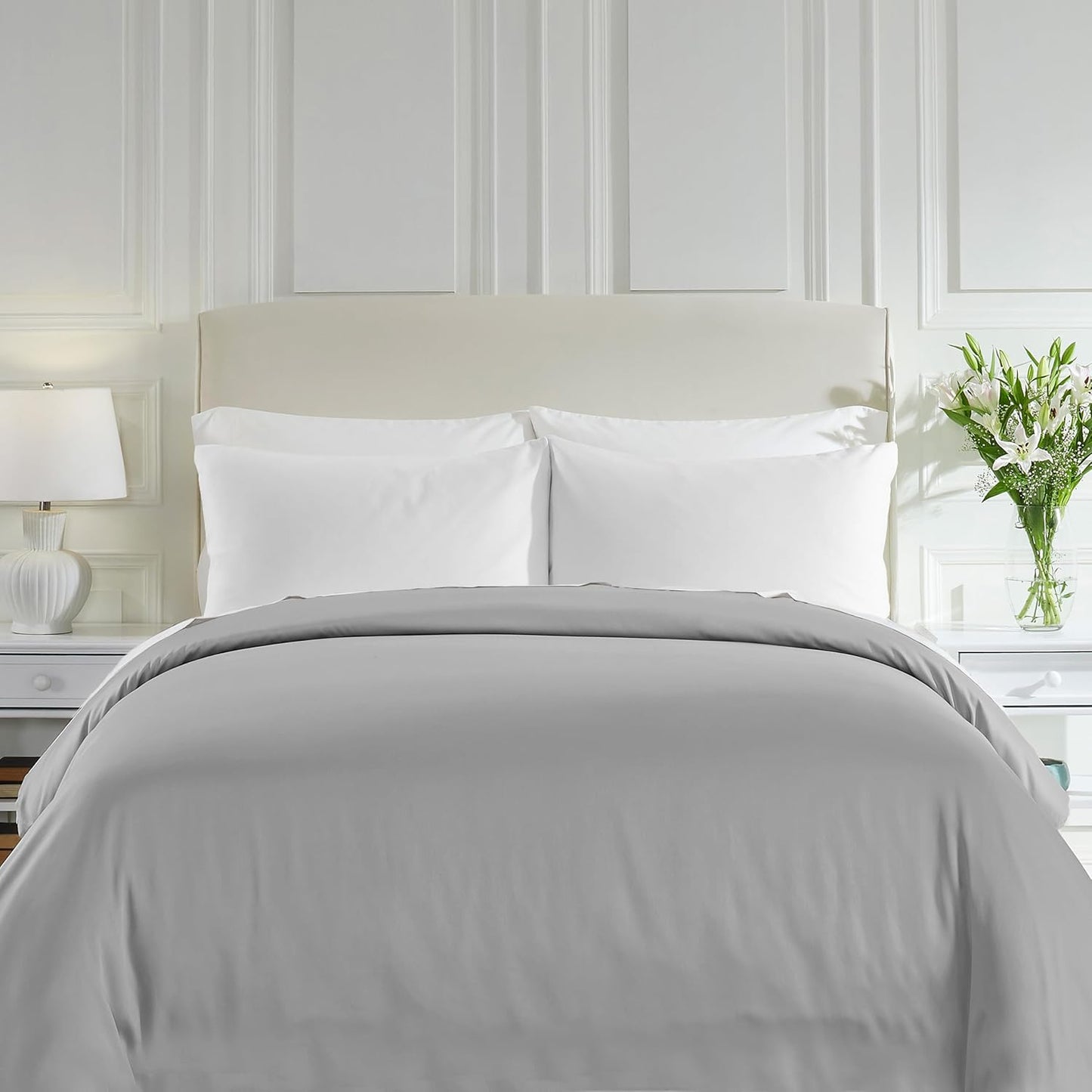 California Design Den Duvet Cover King Size Only - Winner Good Housekeeping Best Bedding Awards 2025, Premium 400 Thread Count Sateen, 100% Cotton Duvet Covers, Button Closure & Corner Ties - White