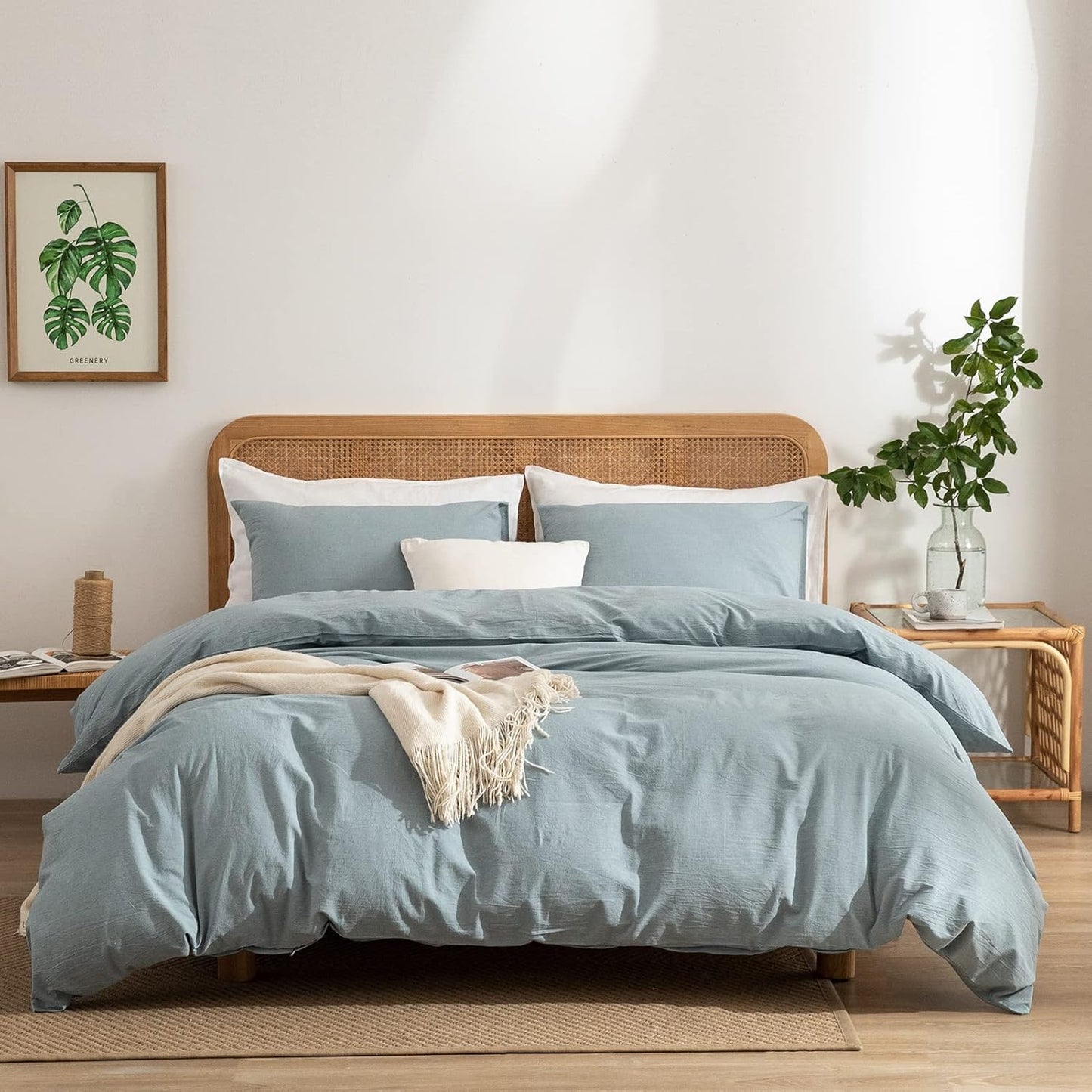 Jane yre Duvet Cover Queen Floral, Brushed Microfiber 3 Pieces Bedding Set, Garden Style Vintage Floral Queen Duvet Cover Flower, with Zipper Closure, Luxury Soft Breathable Comfy
