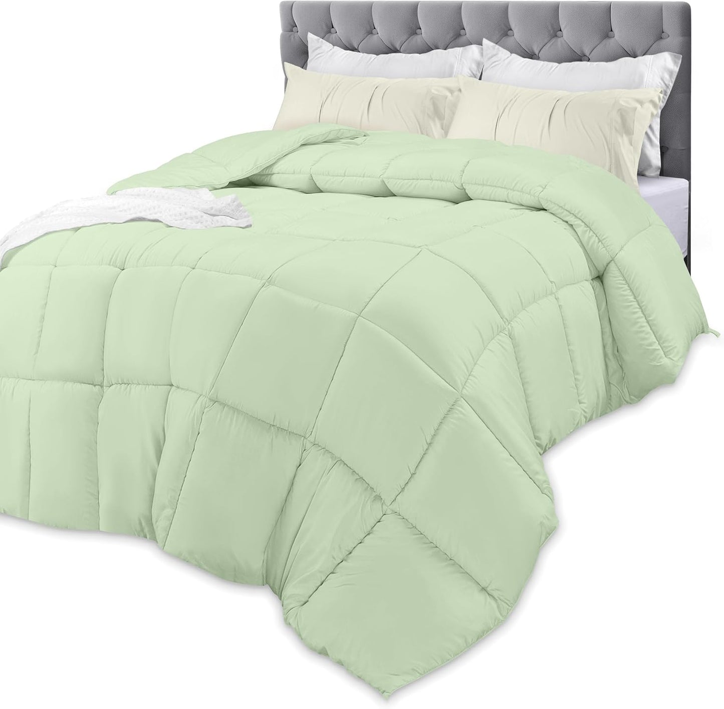 Utopia Bedding Comforters King Size, All Season Duvet Insert, Down Alternative Box Stitched Bed Comforter with Corner Tabs, Machine Washable (White)
