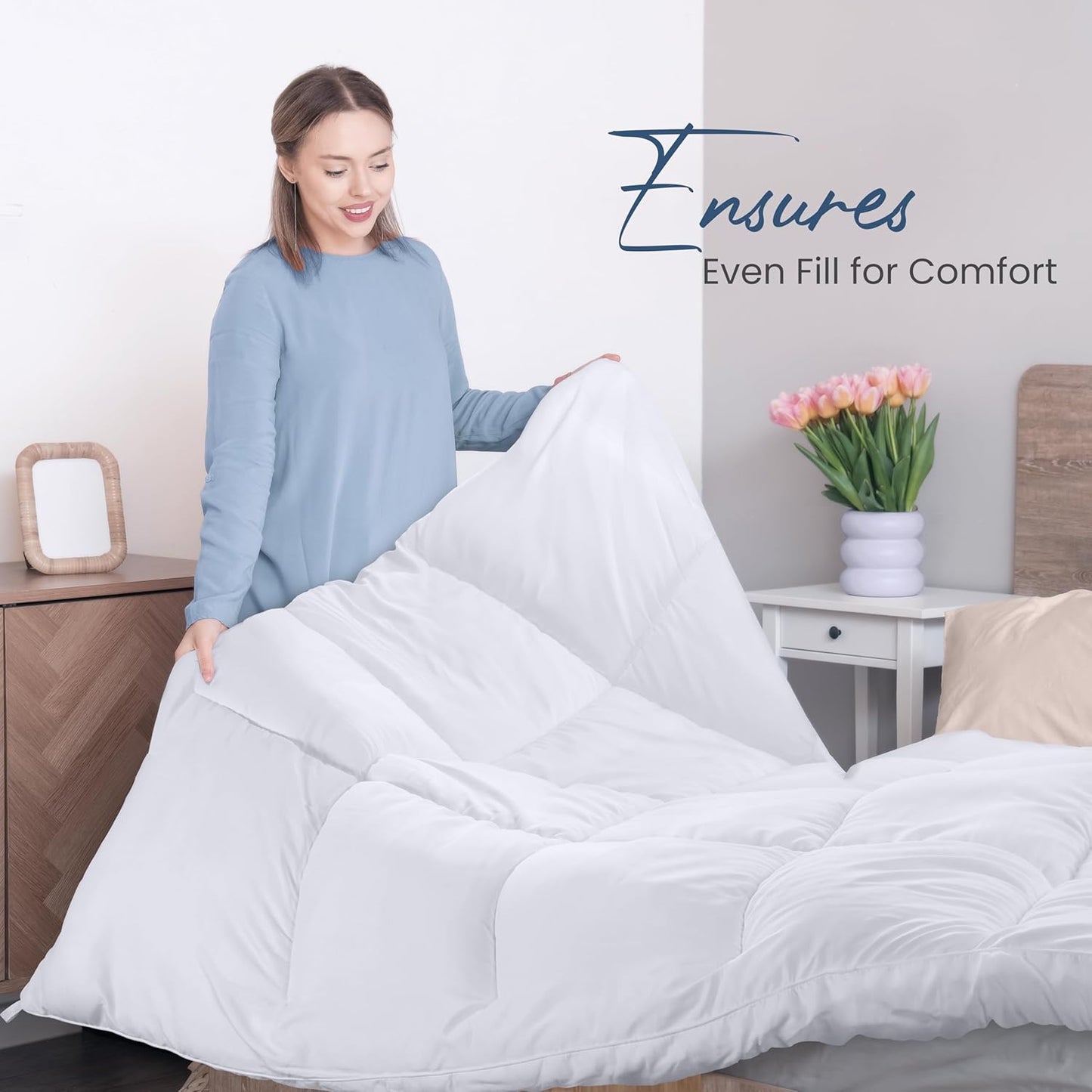 Utopia Bedding Comforters King Size, All Season Duvet Insert, Down Alternative Box Stitched Bed Comforter with Corner Tabs, Machine Washable (White)