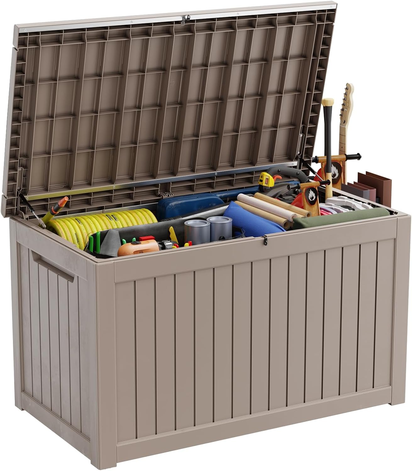 Vixzen 45 Gallon Resin Deck Box, Lockable Outdoor Storage Box for Patio Cushions Storage Furniture,Garden Tools, Pool Supplies, Weatherproof and UV Resistant