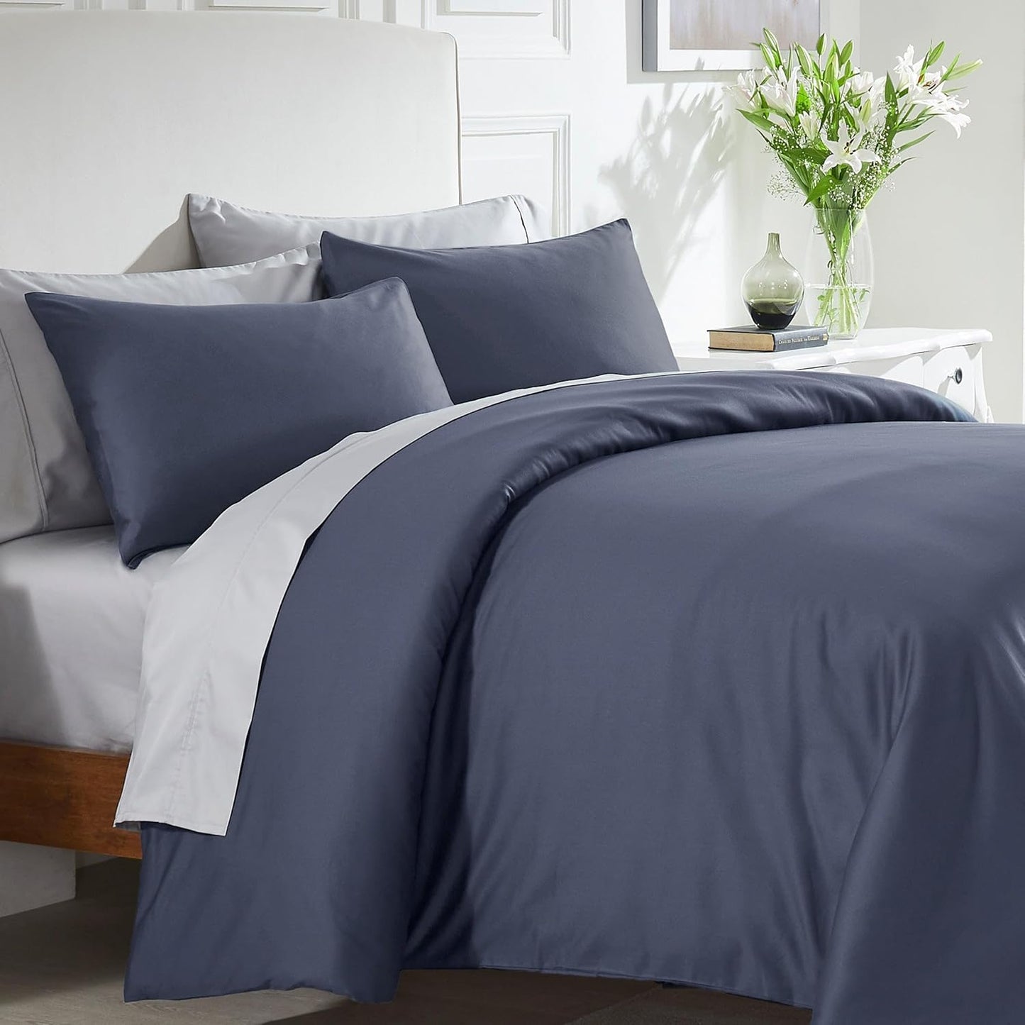 California Design Den Duvet Cover King Size Only - Winner Good Housekeeping Best Bedding Awards 2025, Premium 400 Thread Count Sateen, 100% Cotton Duvet Covers, Button Closure & Corner Ties - White