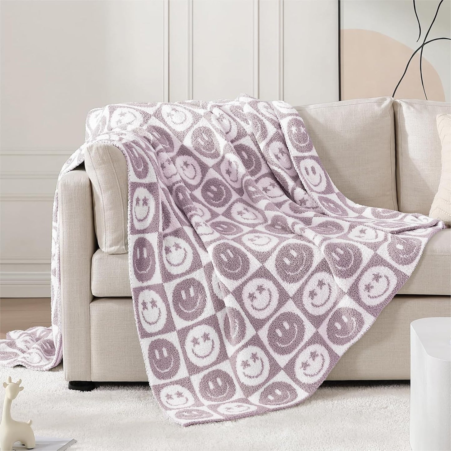 WRENSONGE Checkered Throw Blanket, Sage Green Soft Cozy Fluffy Hand Made Throw Blankets for Couch, Sofa, Chair, Bed, Camping, Picnic, Travel Lightweight Bed Blankets for Women Mothers Birthday Gifts