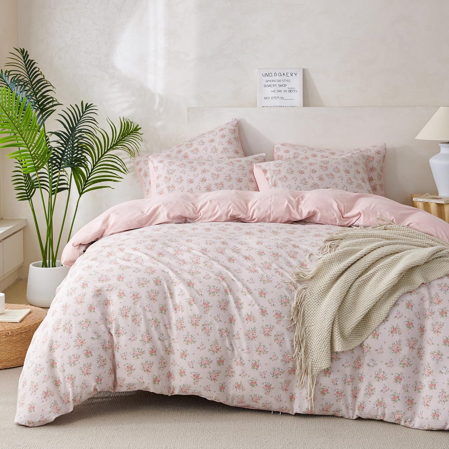 Jane yre Duvet Cover Queen Floral, Brushed Microfiber 3 Pieces Bedding Set, Garden Style Vintage Floral Queen Duvet Cover Flower, with Zipper Closure, Luxury Soft Breathable Comfy