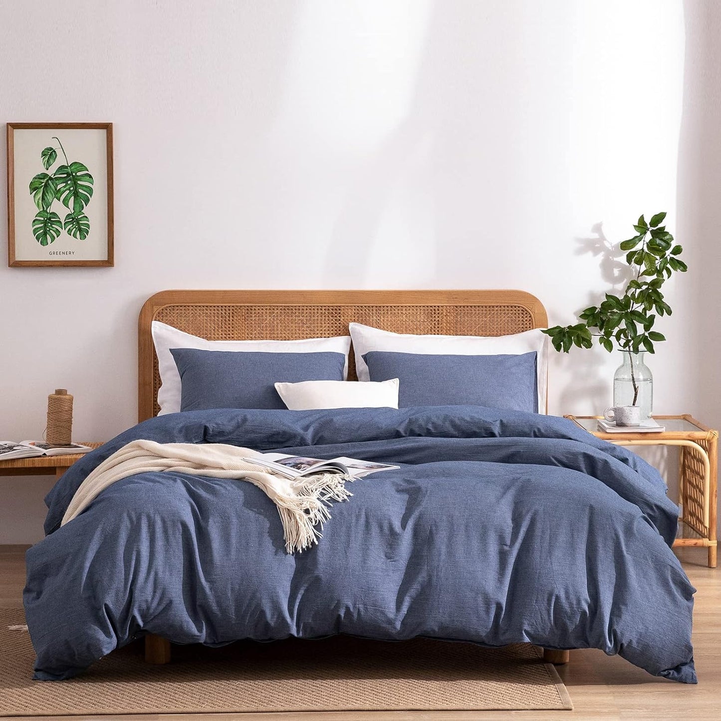 Jane yre Duvet Cover Queen Floral, Brushed Microfiber 3 Pieces Bedding Set, Garden Style Vintage Floral Queen Duvet Cover Flower, with Zipper Closure, Luxury Soft Breathable Comfy