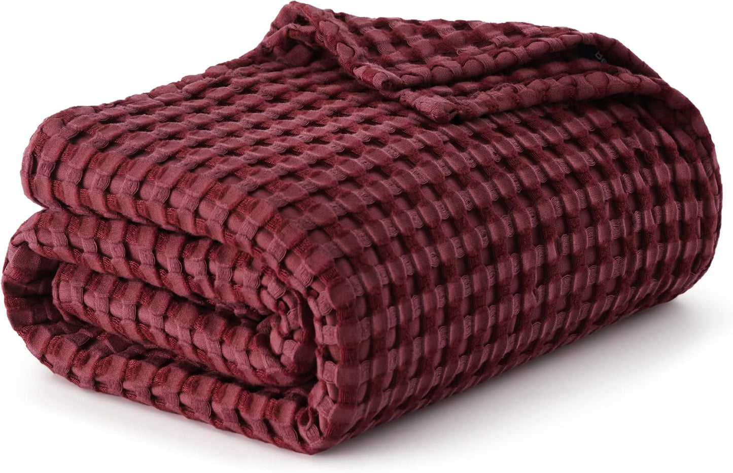 Bedsure Cooling Cotton Waffle Queen Size Blanket - Lightweight Breathable Summer Blanket of Rayon Derived from Bamboo for Hot Sleepers, Luxury Throws for Bed, Couch and Sofa, Ivory, 90x90 Inches