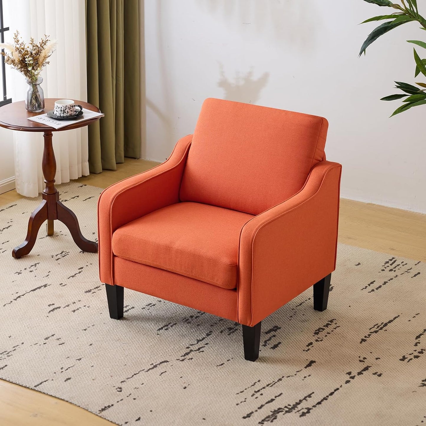 VINGLI Accent Chairs for Living Room Chairs Reading Chair Mid Century Modern Chair Soft Chenille Sofa Chair Upholstered Arm Chair Comfy Chair Side Chair (Light Grey Chenille)
