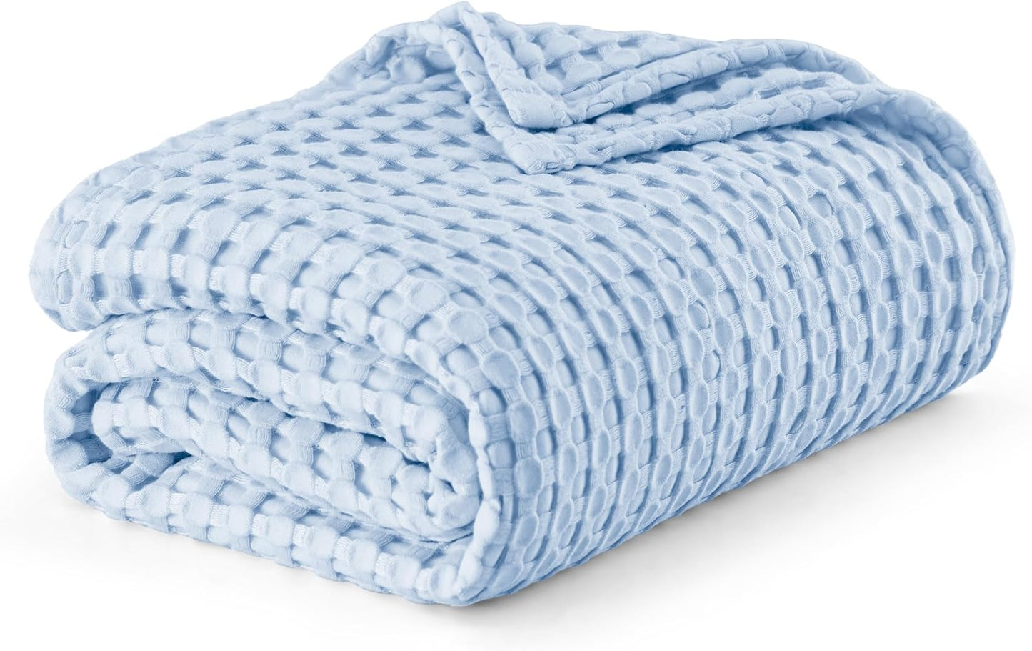 Bedsure Cooling Cotton Waffle Queen Size Blanket - Lightweight Breathable Summer Blanket of Rayon Derived from Bamboo for Hot Sleepers, Luxury Throws for Bed, Couch and Sofa, Ivory, 90x90 Inches