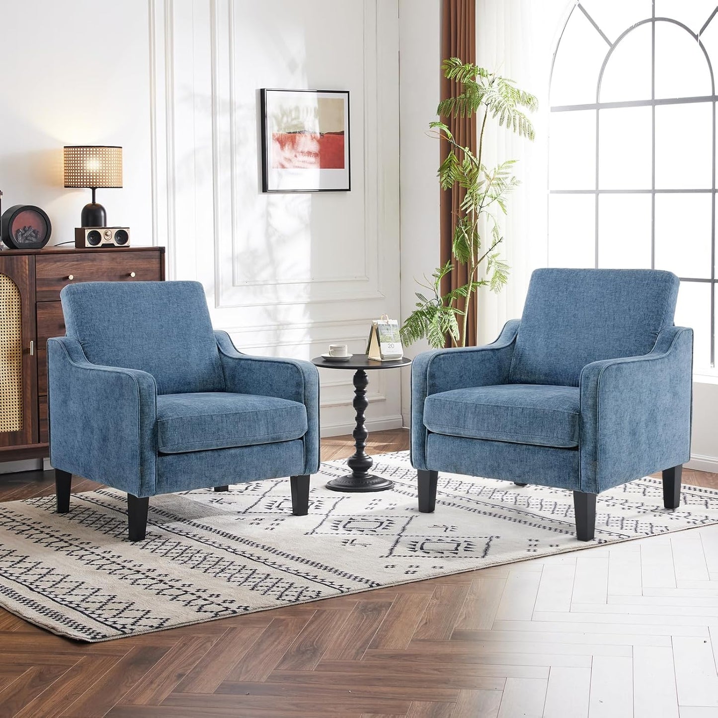 VINGLI Accent Chairs for Living Room Chairs Reading Chair Mid Century Modern Chair Soft Chenille Sofa Chair Upholstered Arm Chair Comfy Chair Side Chair (Light Grey Chenille)