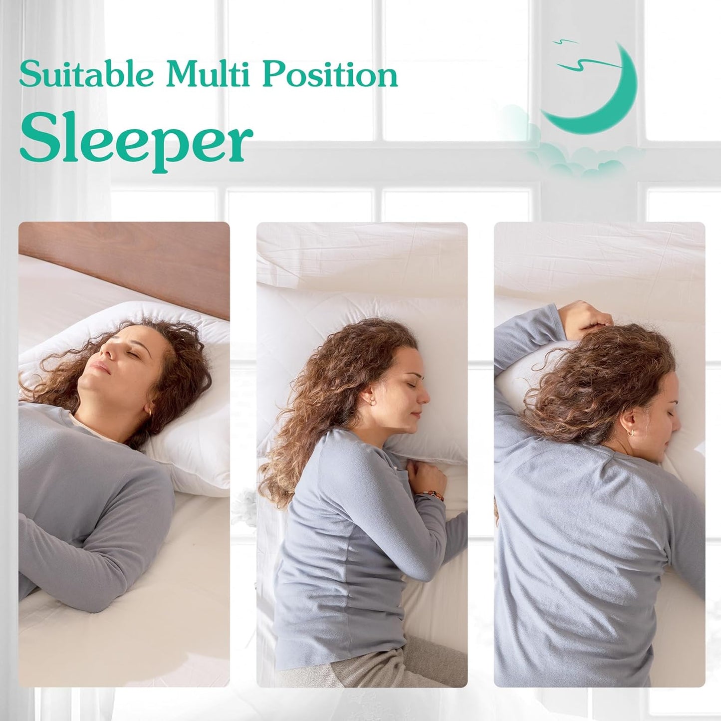 Three Geese White Goose Feather Pillows Queen/Standard Size Set of 1- Soft 600 Thread Count 100% Cotton, Medium Firm,Soft Support, White Solid
