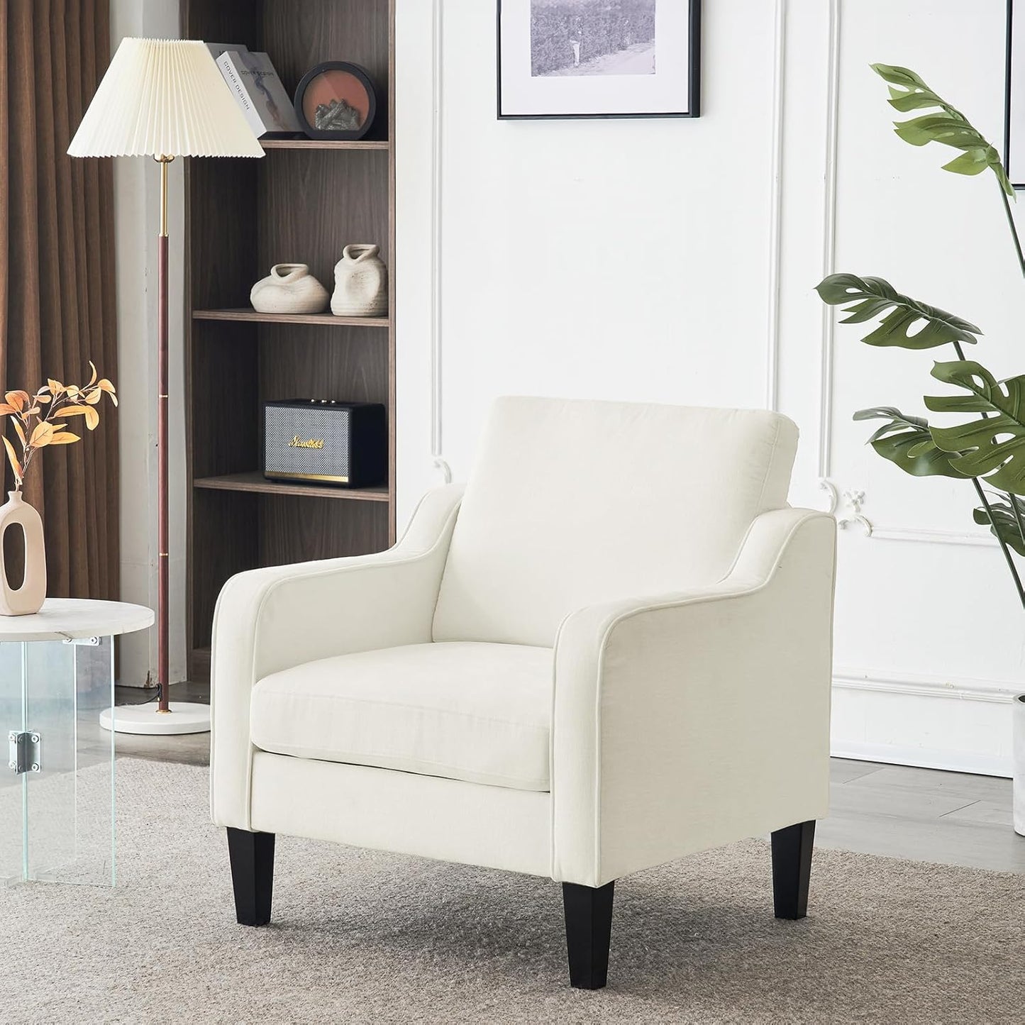 VINGLI Accent Chairs for Living Room Chairs Reading Chair Mid Century Modern Chair Soft Chenille Sofa Chair Upholstered Arm Chair Comfy Chair Side Chair (Light Grey Chenille)