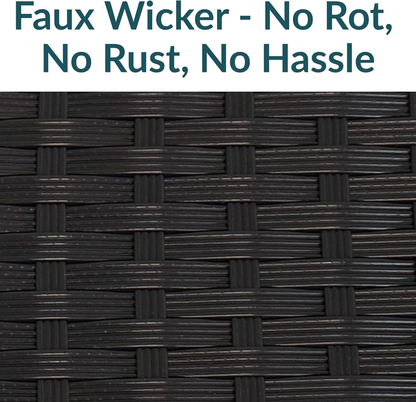 Sunnydaze Faux Wicker Storage Box - Outdoor Deck Box with Handles - 75-Gallon Front Door Package Delivery Box with Hinged Lid - Black