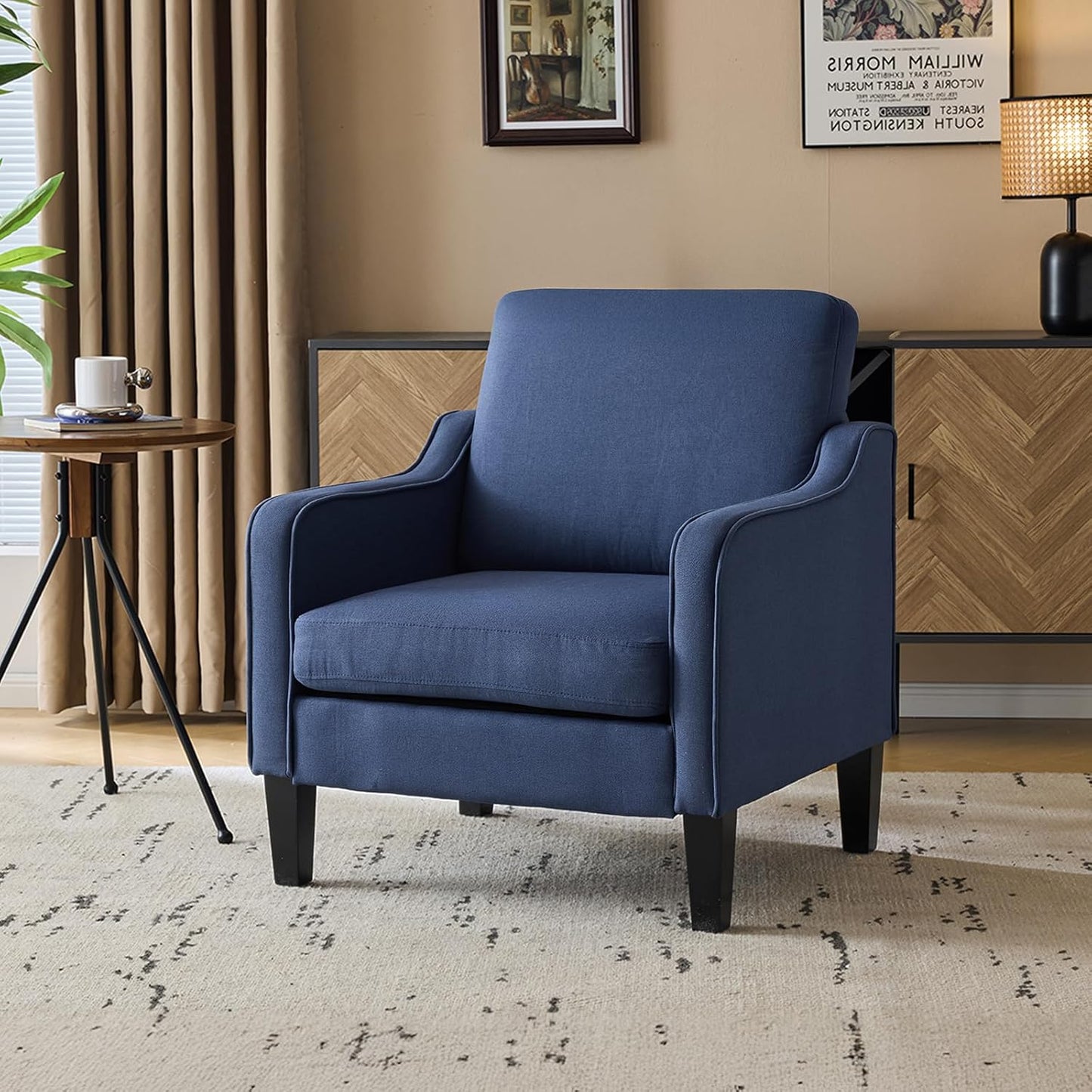 VINGLI Accent Chairs for Living Room Chairs Reading Chair Mid Century Modern Chair Soft Chenille Sofa Chair Upholstered Arm Chair Comfy Chair Side Chair (Light Grey Chenille)