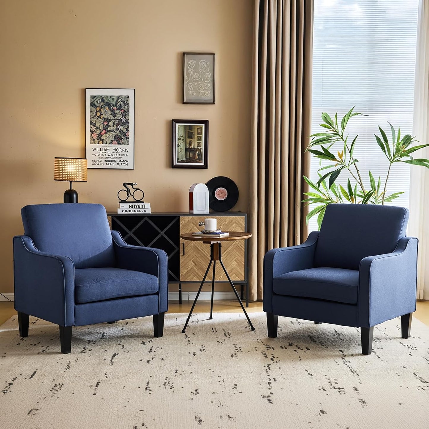 VINGLI Accent Chairs for Living Room Chairs Reading Chair Mid Century Modern Chair Soft Chenille Sofa Chair Upholstered Arm Chair Comfy Chair Side Chair (Light Grey Chenille)
