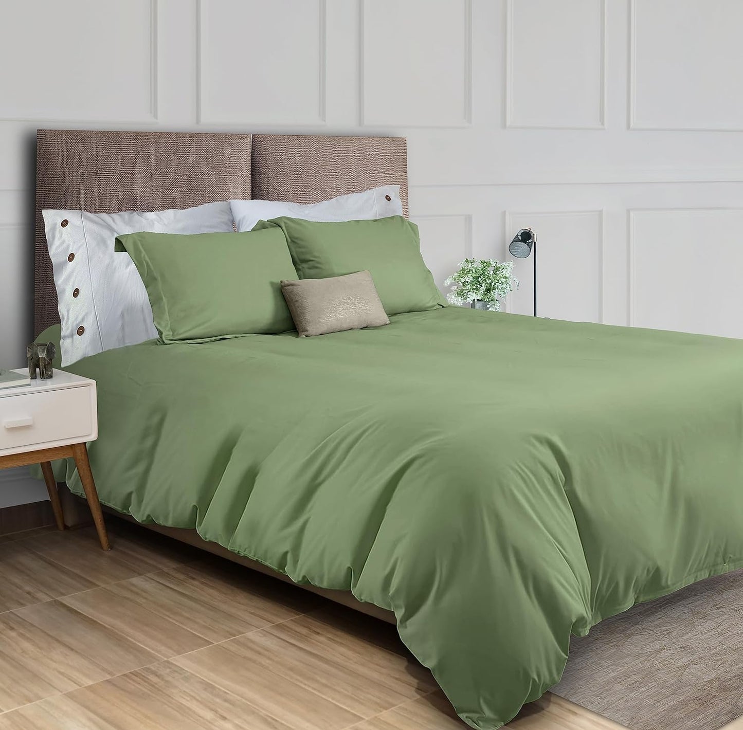 White Classic Dark Green Duvet Cover Queen Size, Microfiber Duvet Cover with Zipper, Duvet Cover Set with 2 Pillow Shams, Luxury Soft Comforter Cover Queen Size, 90 x 90 | Comforter Not Included