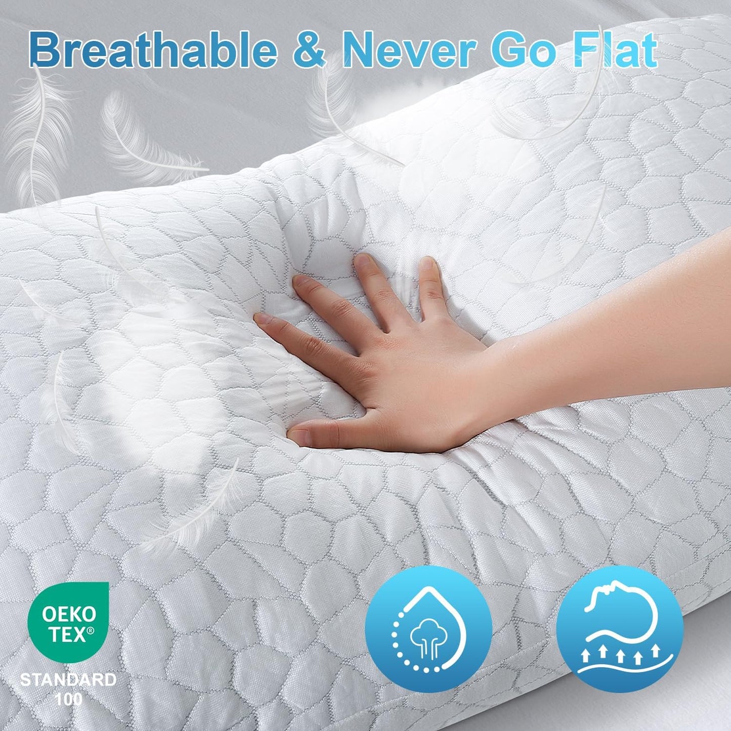 QUTOOL Cooling Pillows for Sleeping 2 Pack, Shredded Memory Foam Bed Pillows Queen Size Set of 2, Cool Gel Pillow for Hot Sleepers Adjustable Firm Pillow for Side, Back and Stomach Sleepers Supportive