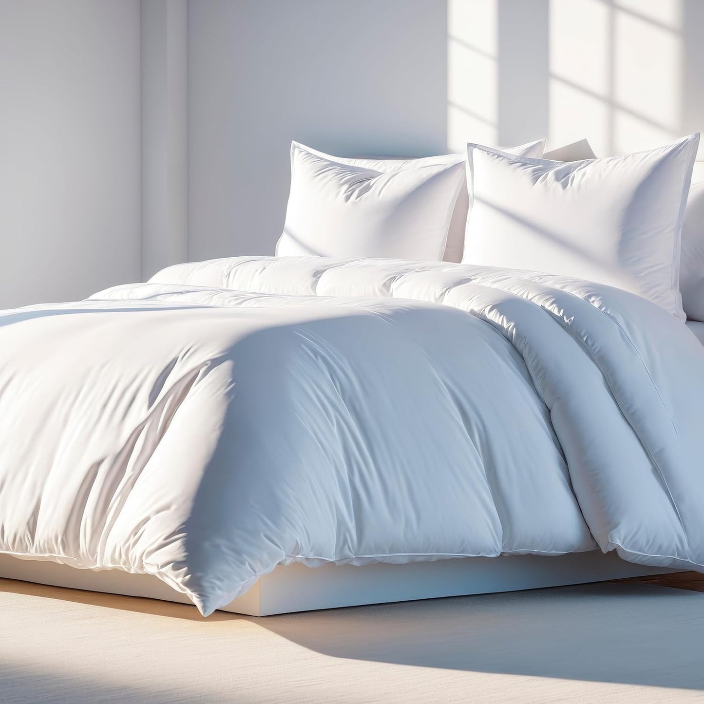 White Classic Dark Green Duvet Cover Queen Size, Microfiber Duvet Cover with Zipper, Duvet Cover Set with 2 Pillow Shams, Luxury Soft Comforter Cover Queen Size, 90 x 90 | Comforter Not Included