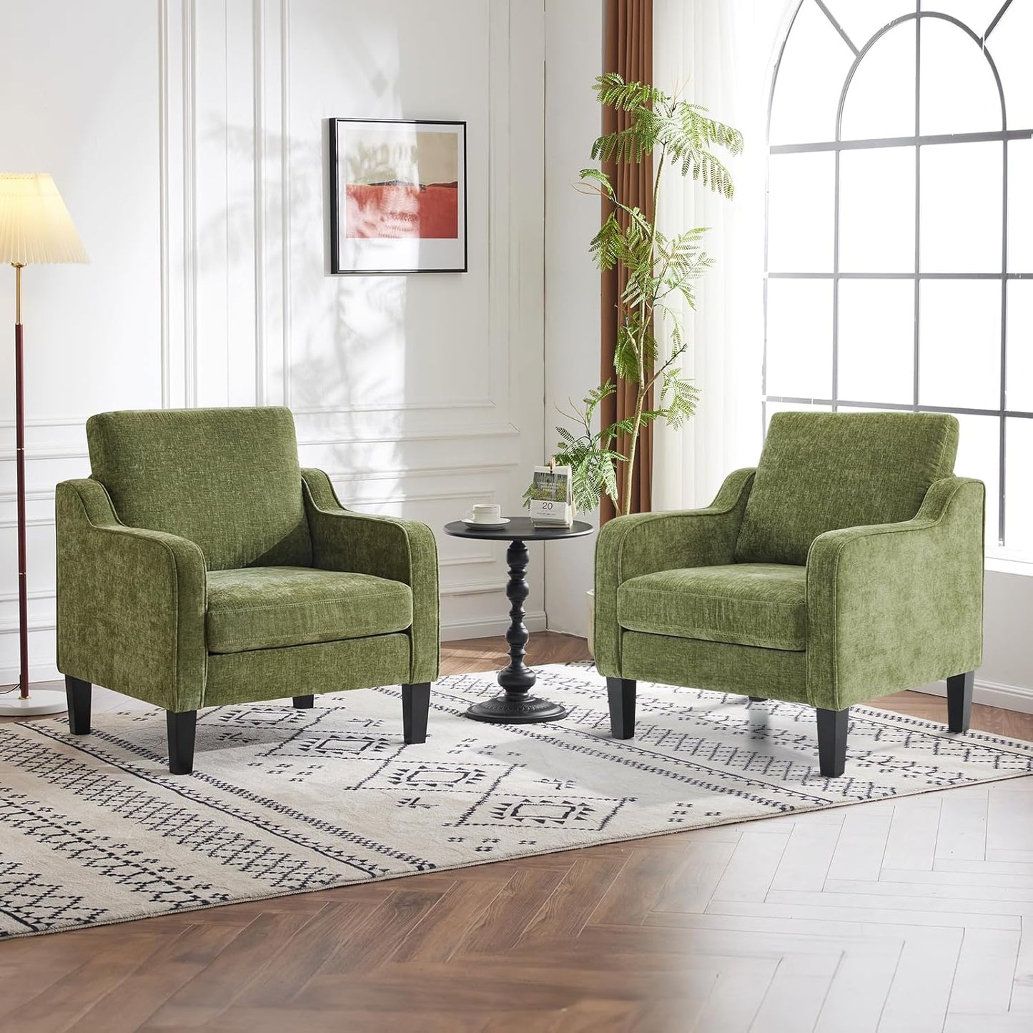 VINGLI Accent Chairs for Living Room Chairs Reading Chair Mid Century Modern Chair Soft Chenille Sofa Chair Upholstered Arm Chair Comfy Chair Side Chair (Light Grey Chenille)