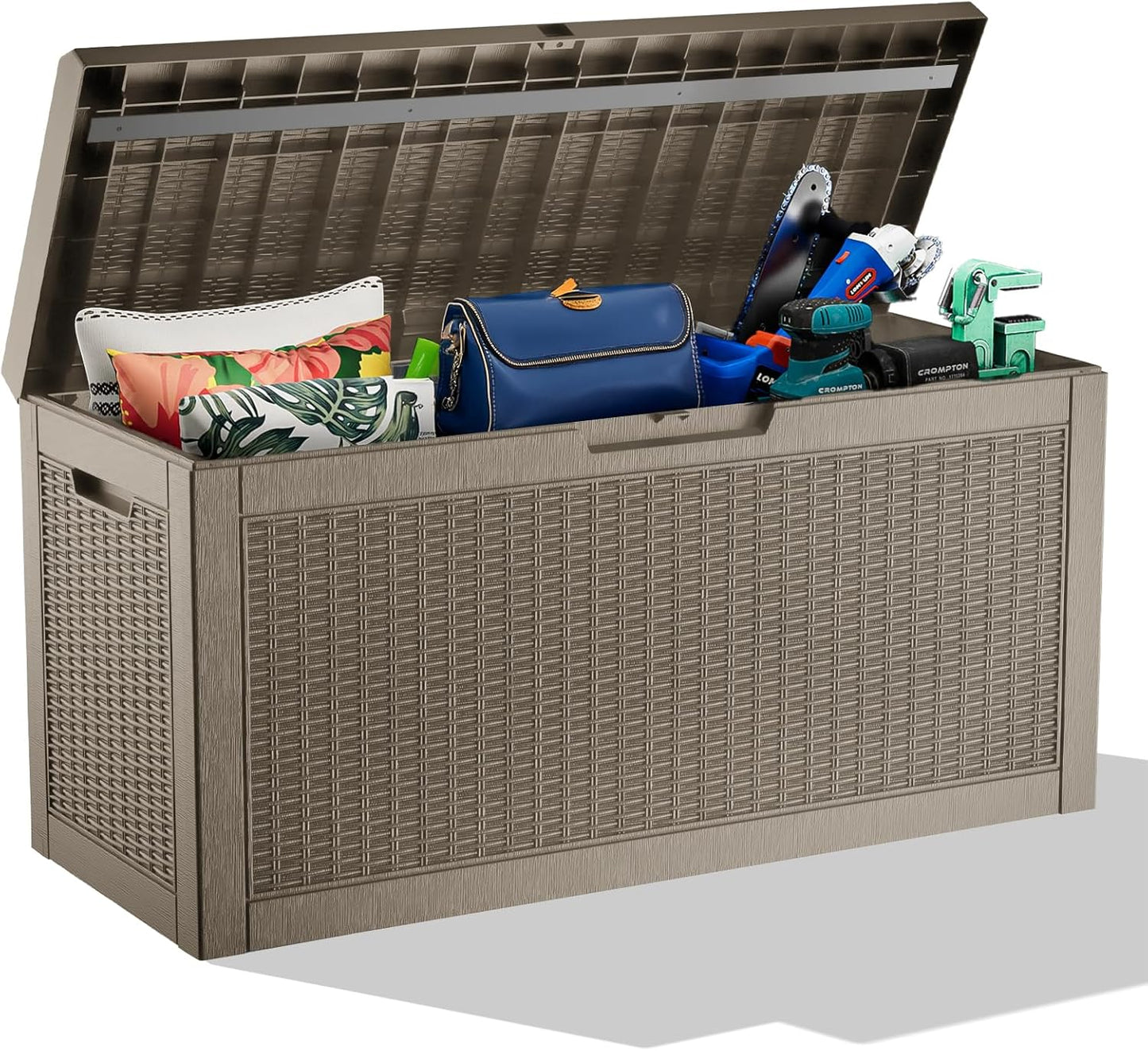 Vixzen 45 Gallon Resin Deck Box, Lockable Outdoor Storage Box for Patio Cushions Storage Furniture,Garden Tools, Pool Supplies, Weatherproof and UV Resistant
