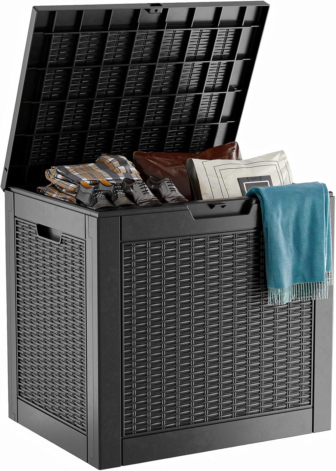 Vixzen 45 Gallon Resin Deck Box, Lockable Outdoor Storage Box for Patio Cushions Storage Furniture,Garden Tools, Pool Supplies, Weatherproof and UV Resistant